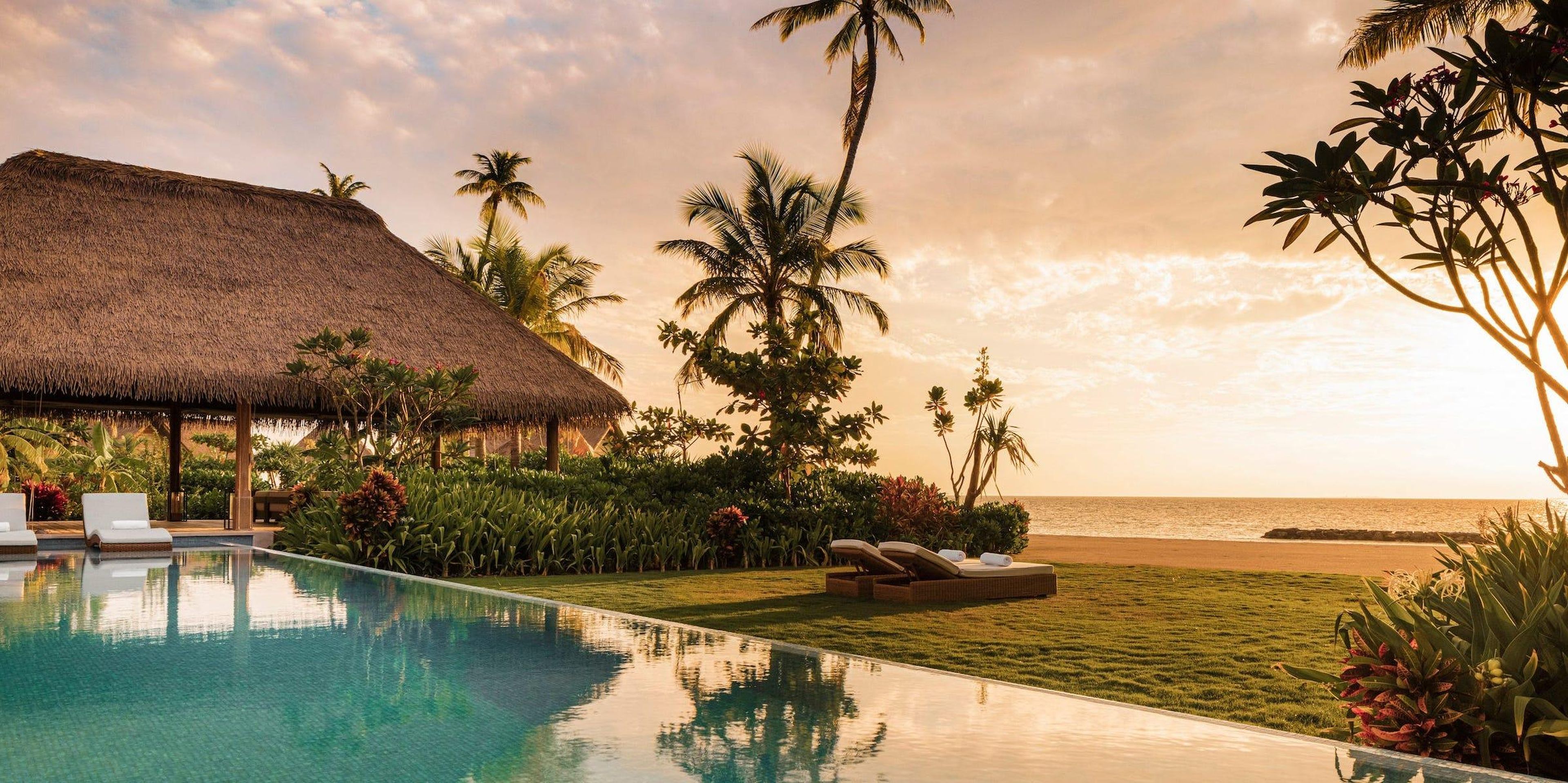 The three-bedroom beach villa at Waldorf Astoria's Ithaafushi private island in the Maldives.