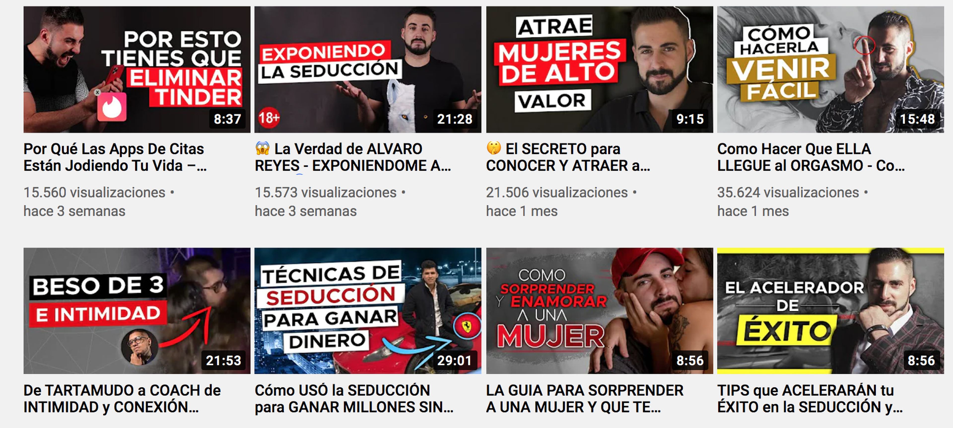 Perfil del canal de Youtube de Álvaro Reyes