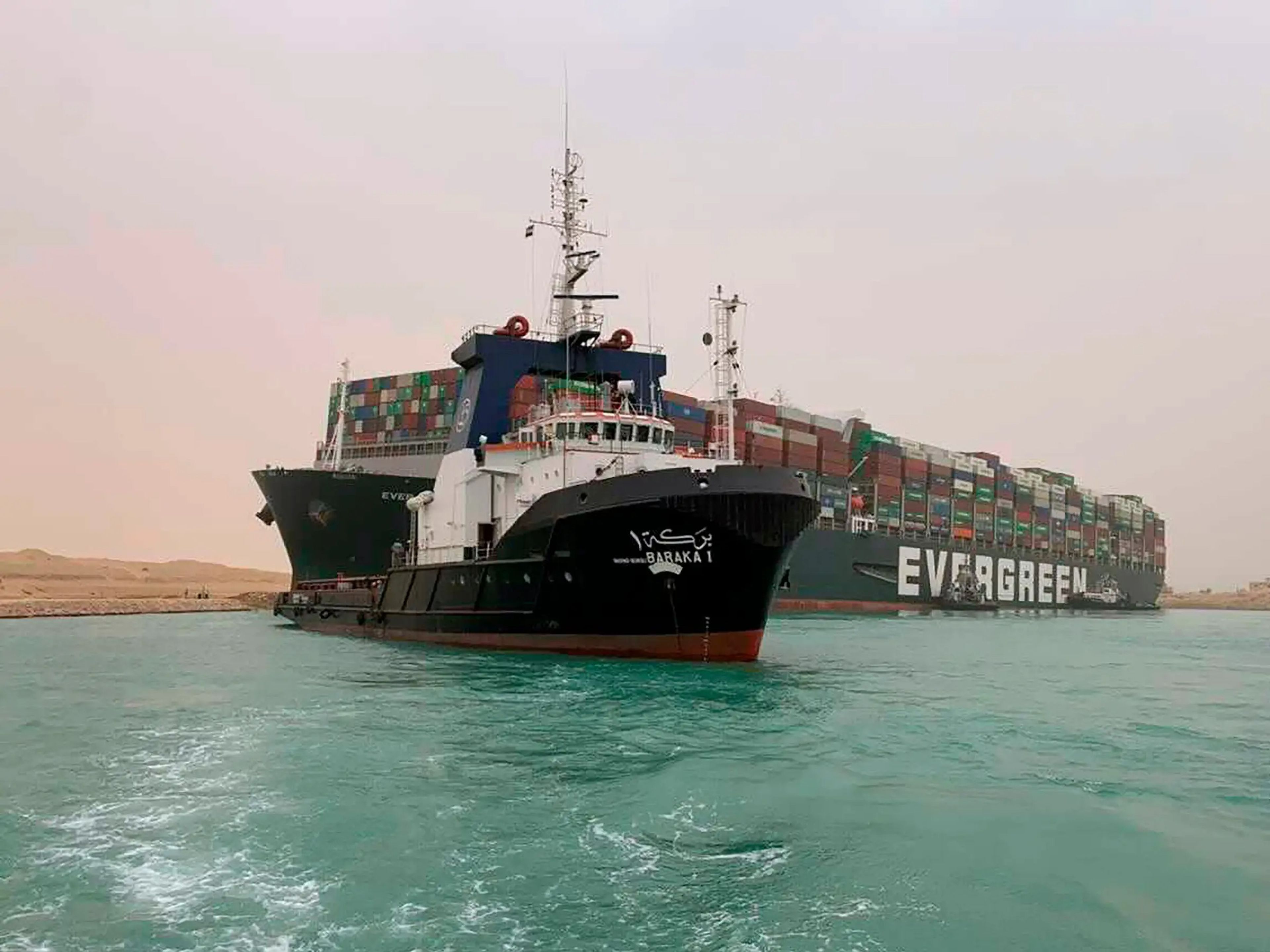 El carguero que bloqueaba el Canal de Suez.