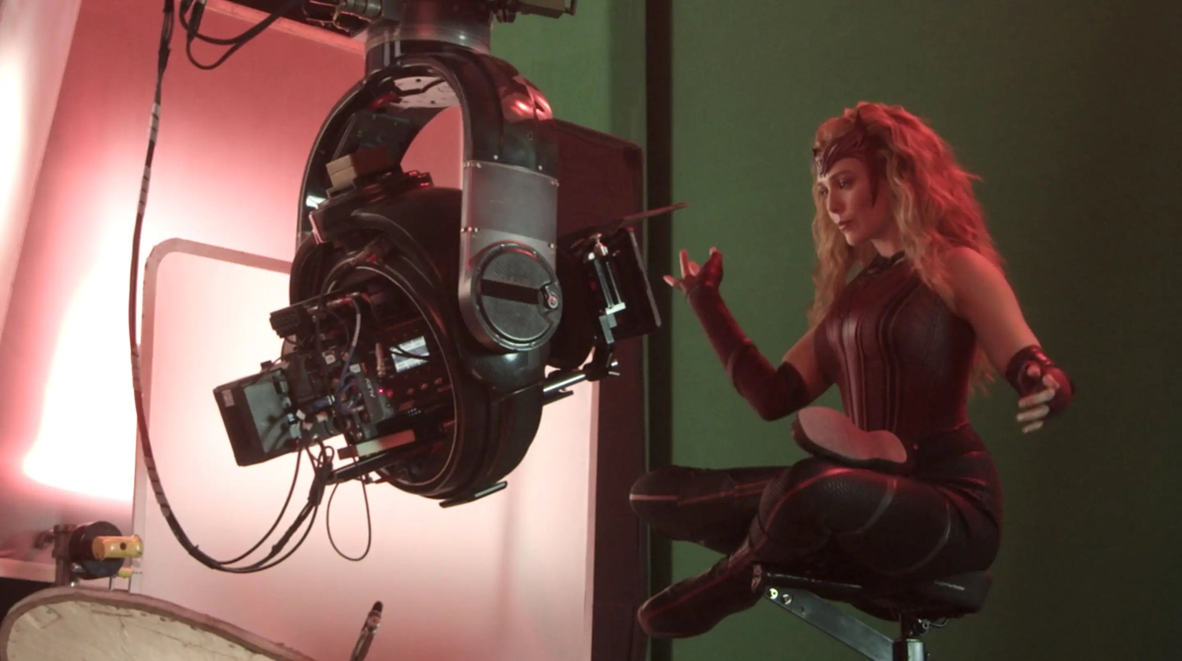 Elizabeth Olsen en el episodio 9 de 'Wandavision' durante la grabación.