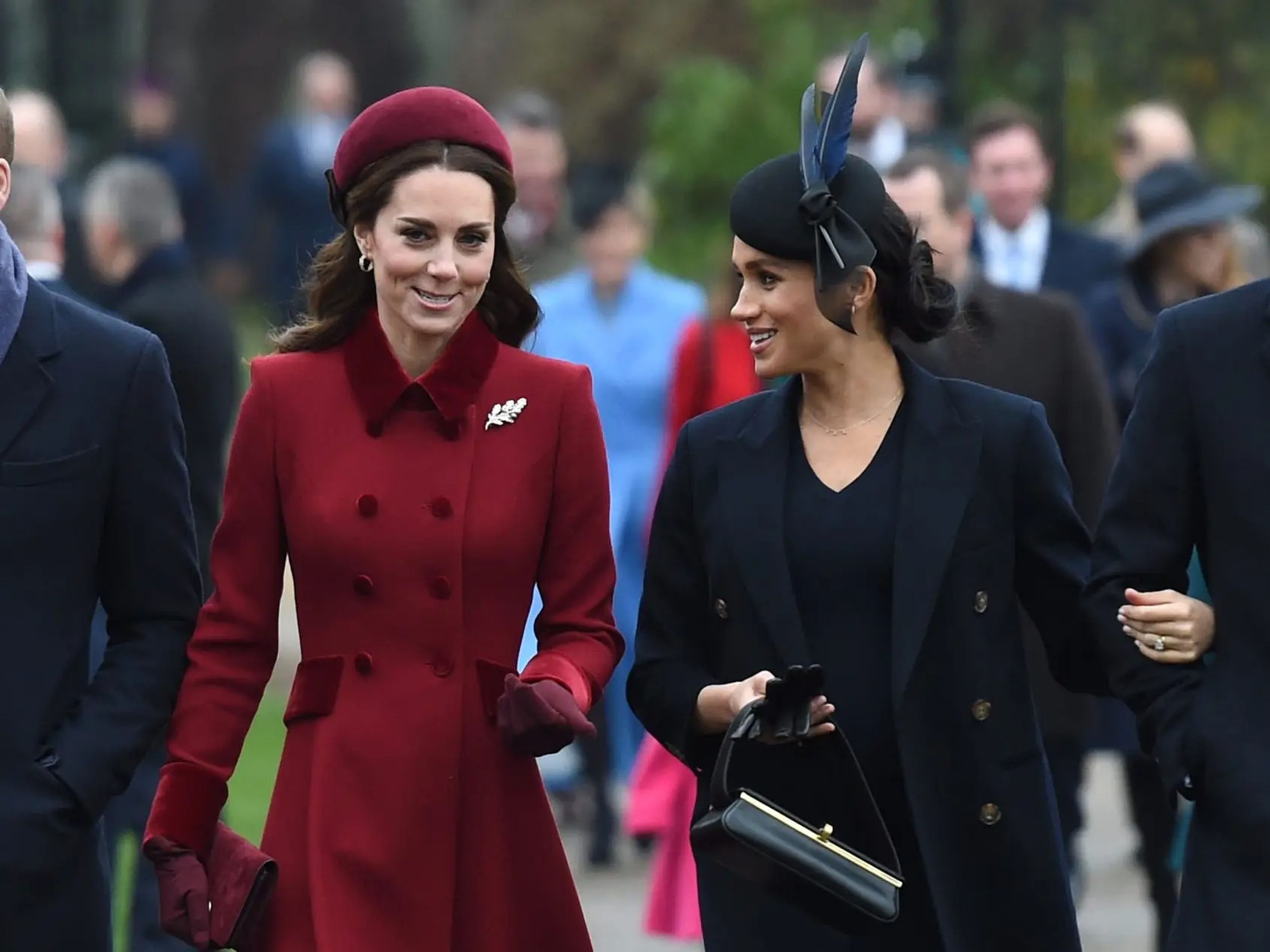 El príncipe William, Kate Middleton, Meghan Markle y el príncipe Harry asisten a los servicios de la iglesia en Navidad, 2018