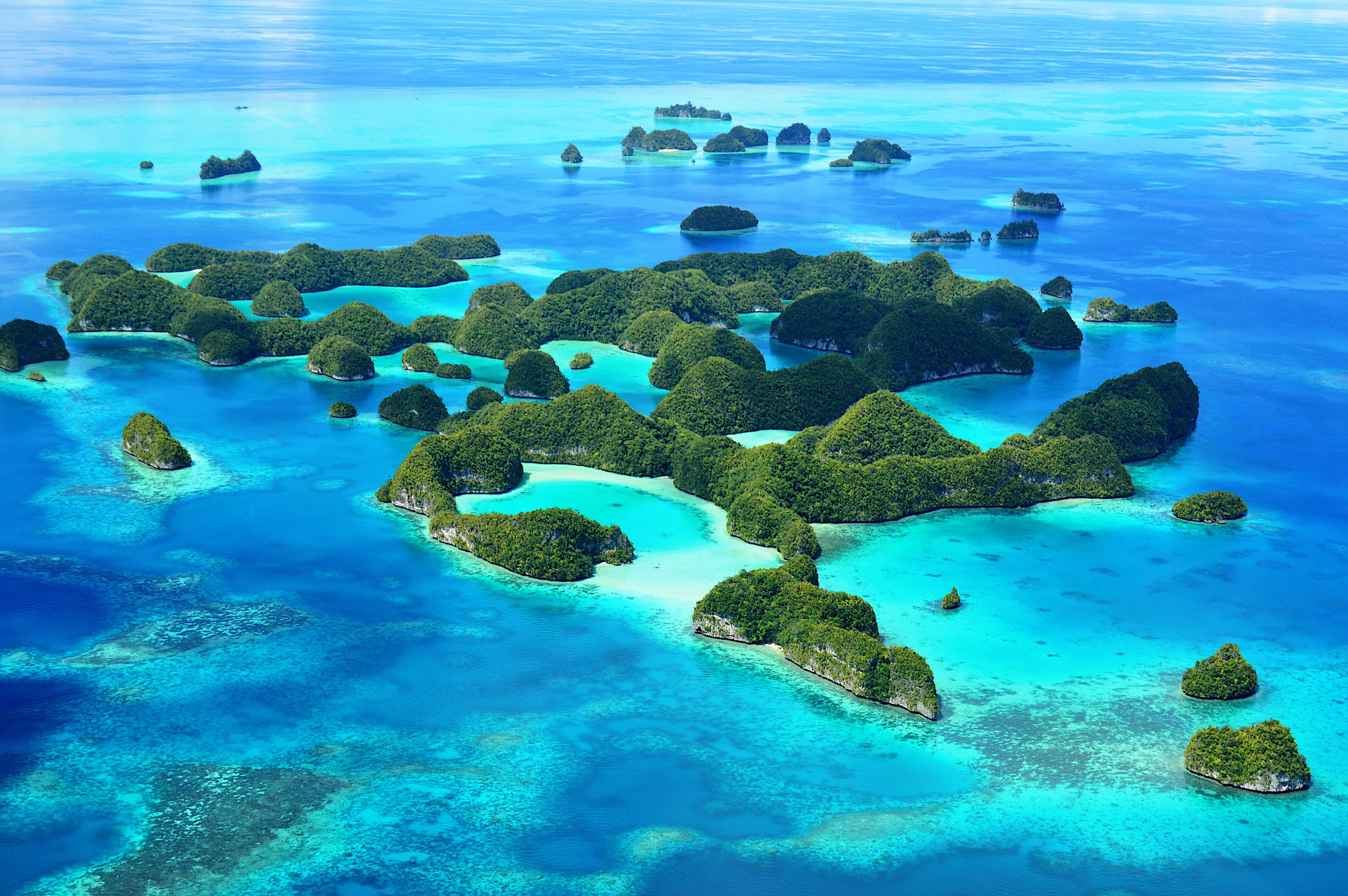 Vista aerea de una las Islas Palaos.