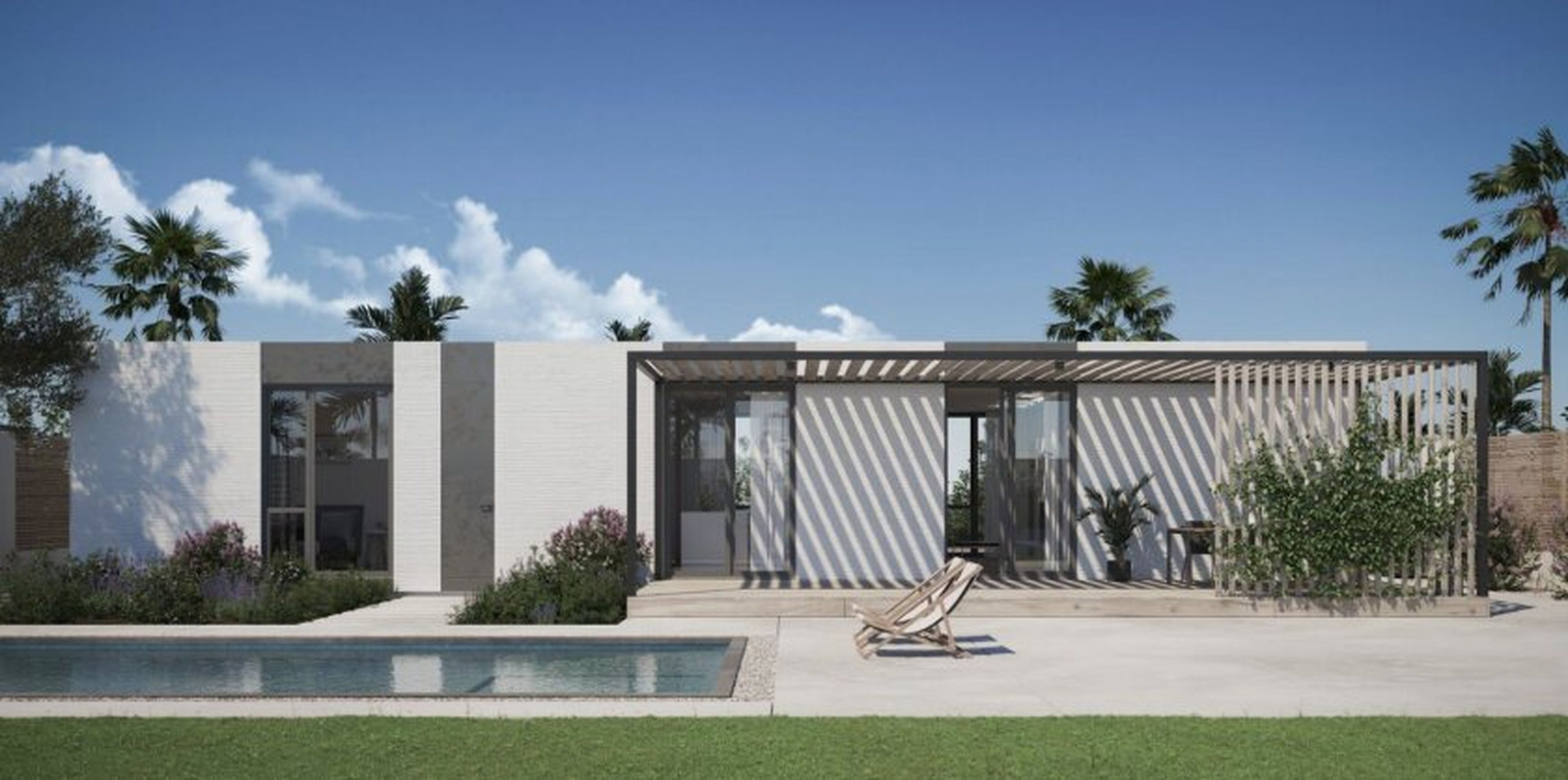 Representación de las viviendas 3D de Rancho Mirage, en California (Estados Unidos).