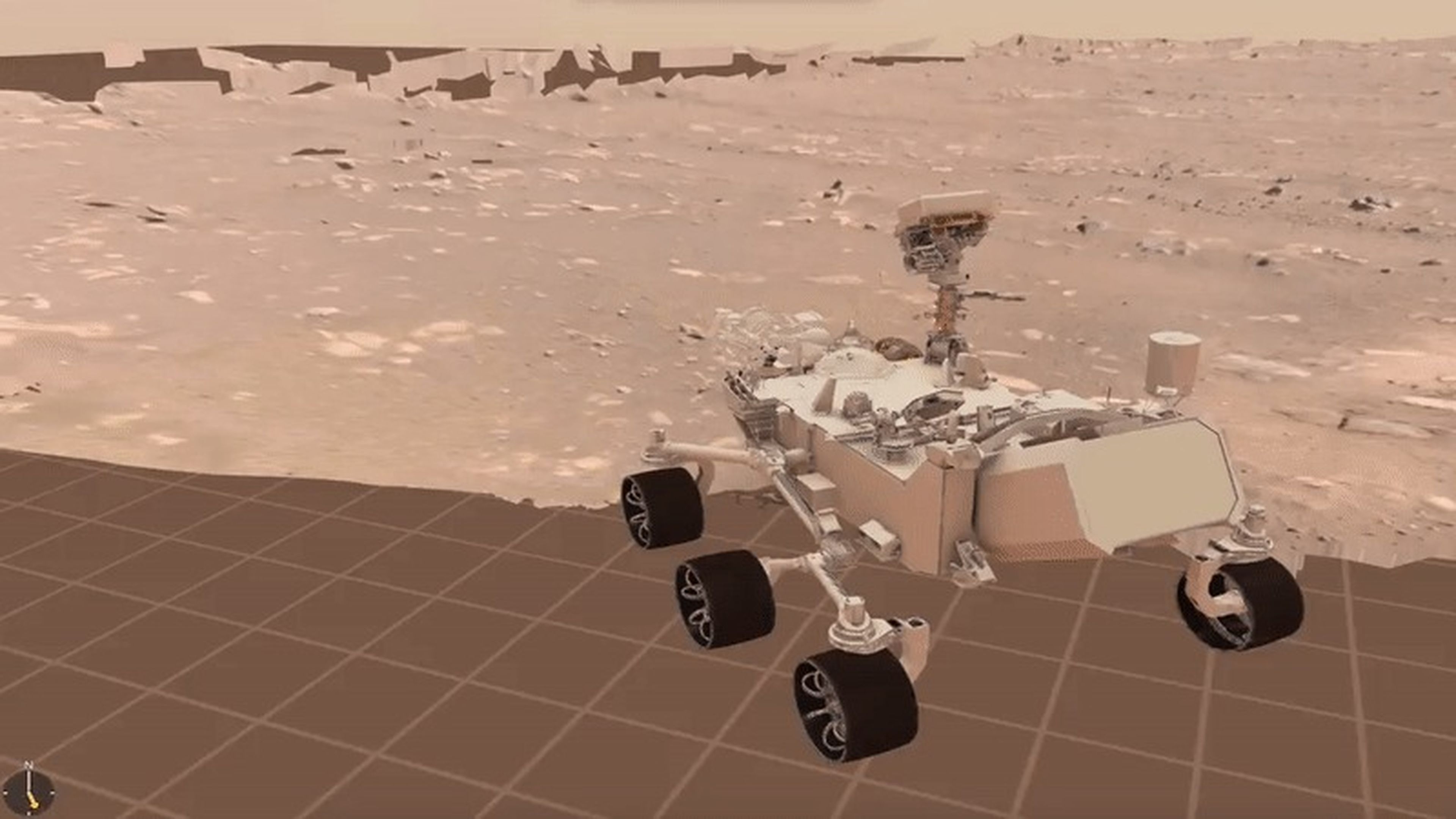 El software de visualización muestra el primer viaje de Perseverance a Marte el 4 de marzo de 2021.