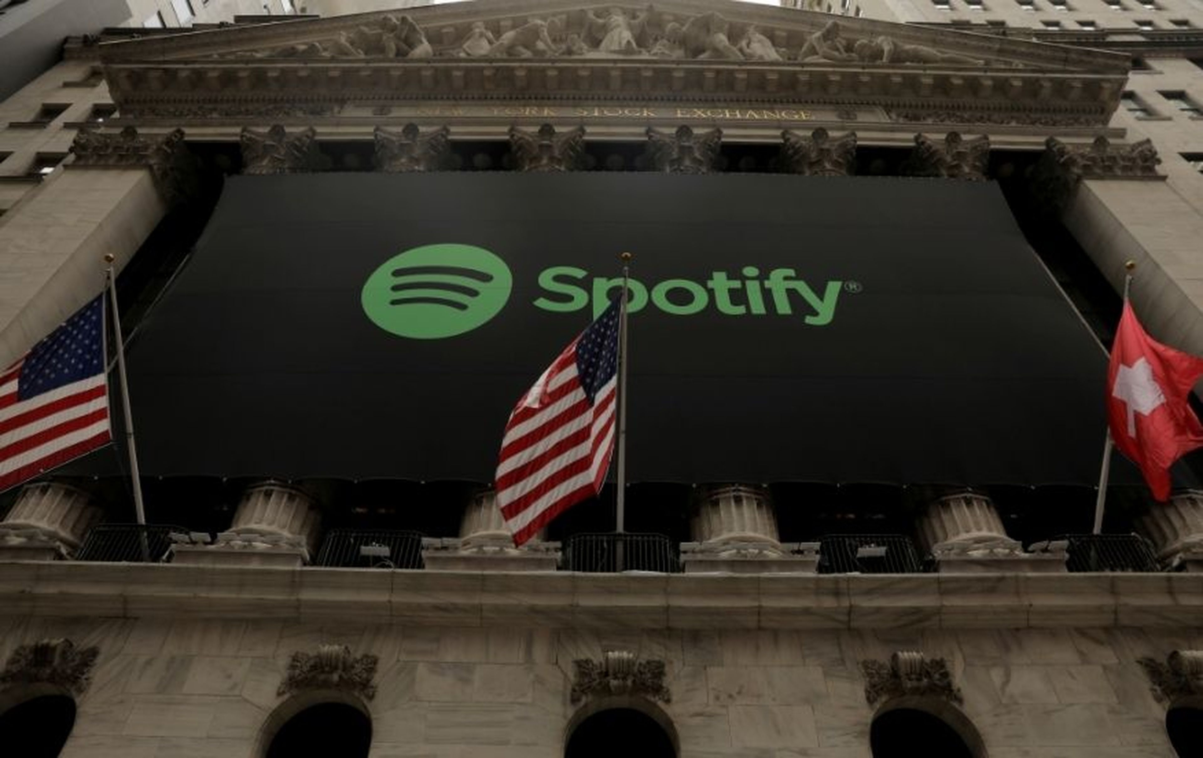 Un anuncio de Spotify en el New York Stock Exchange (Reuters)