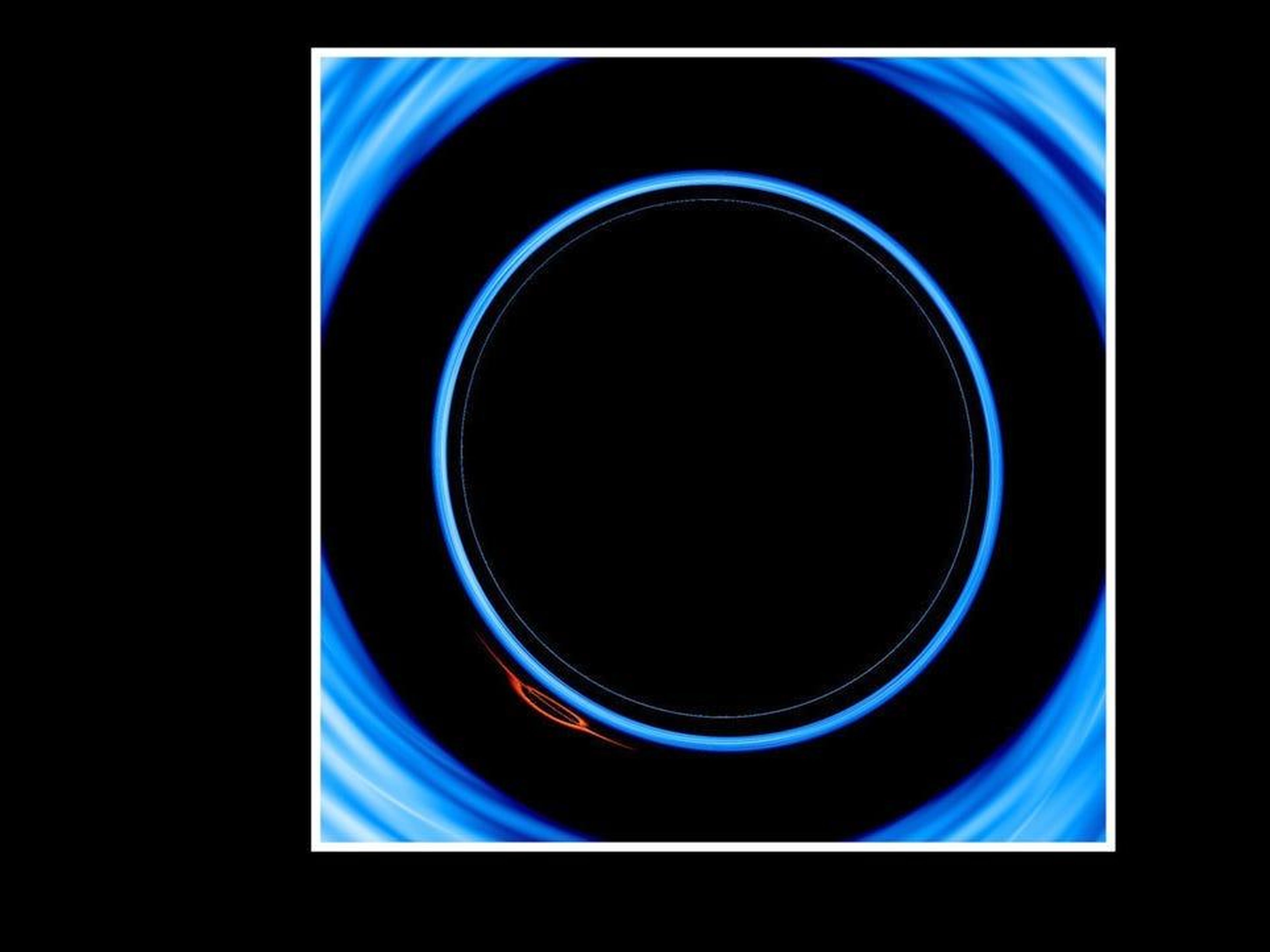An animation of a black hole as viewed from above or below.