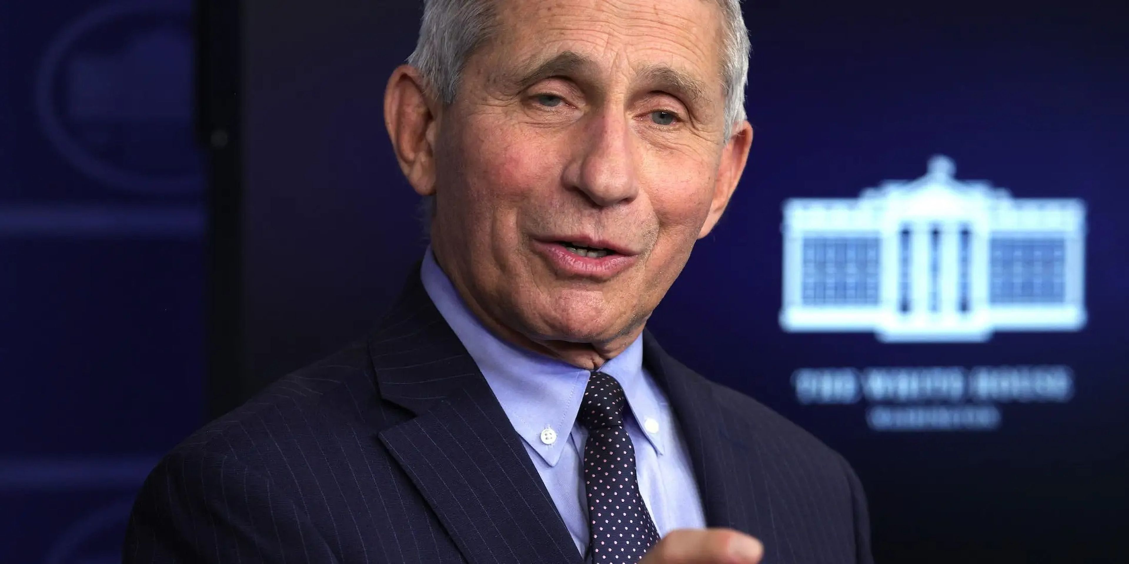 Dr Anthony Fauci, Director of the National Institute of Allergy and Infectious Diseases, during a White House press briefing on January 21, 2021 in Washington.