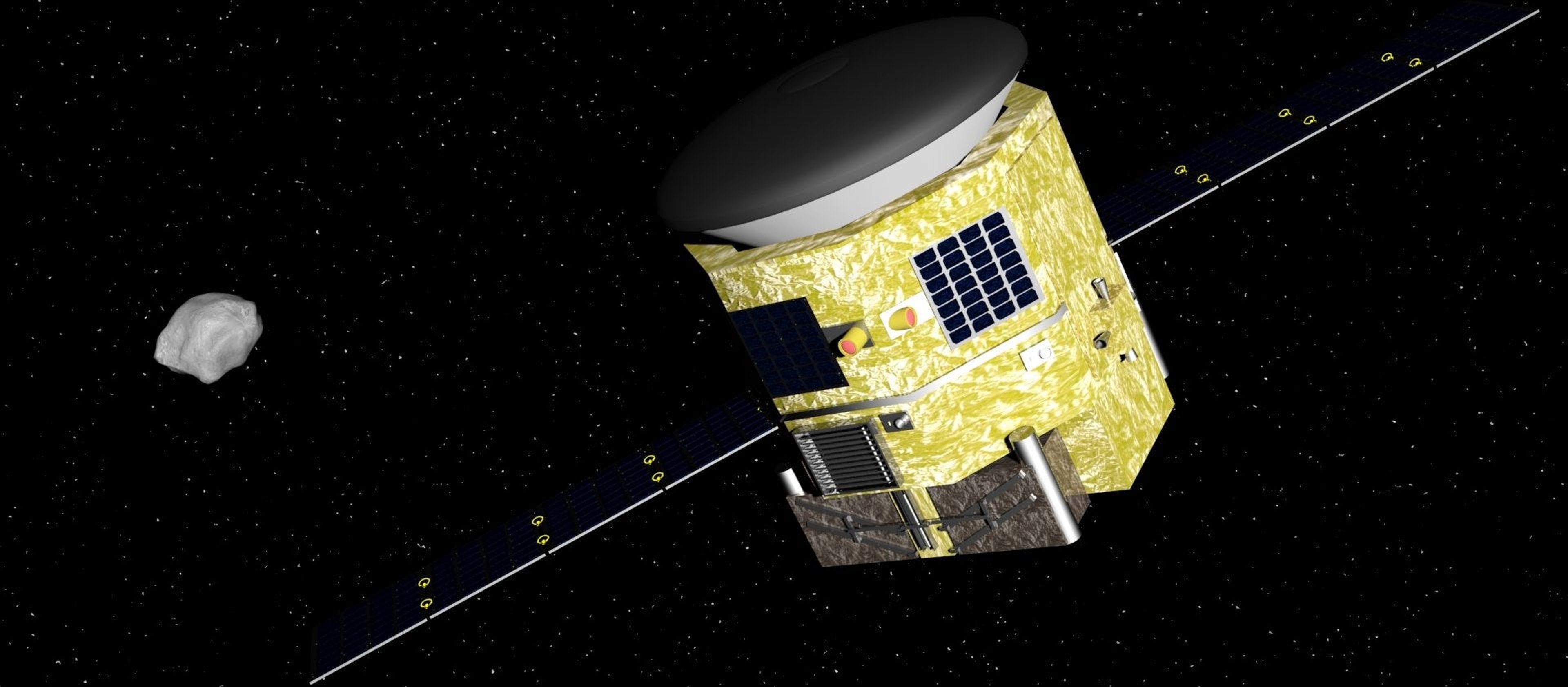 Imagen conceptual de la sonda minera de Asteroid Mining Corporation, diseñada para aterrizar en asteroides y explotarlos.