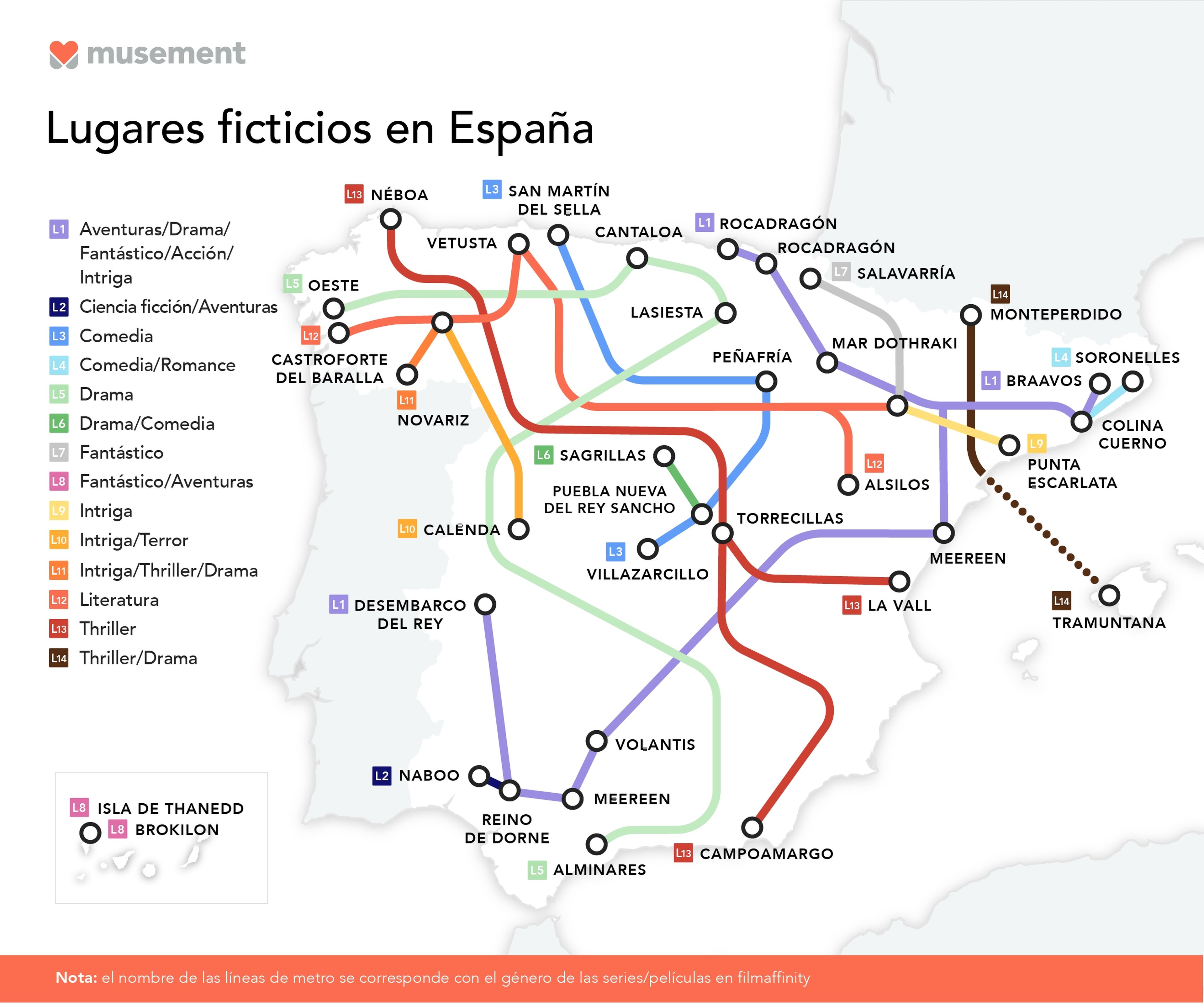 Mapas de España lugares ficticios