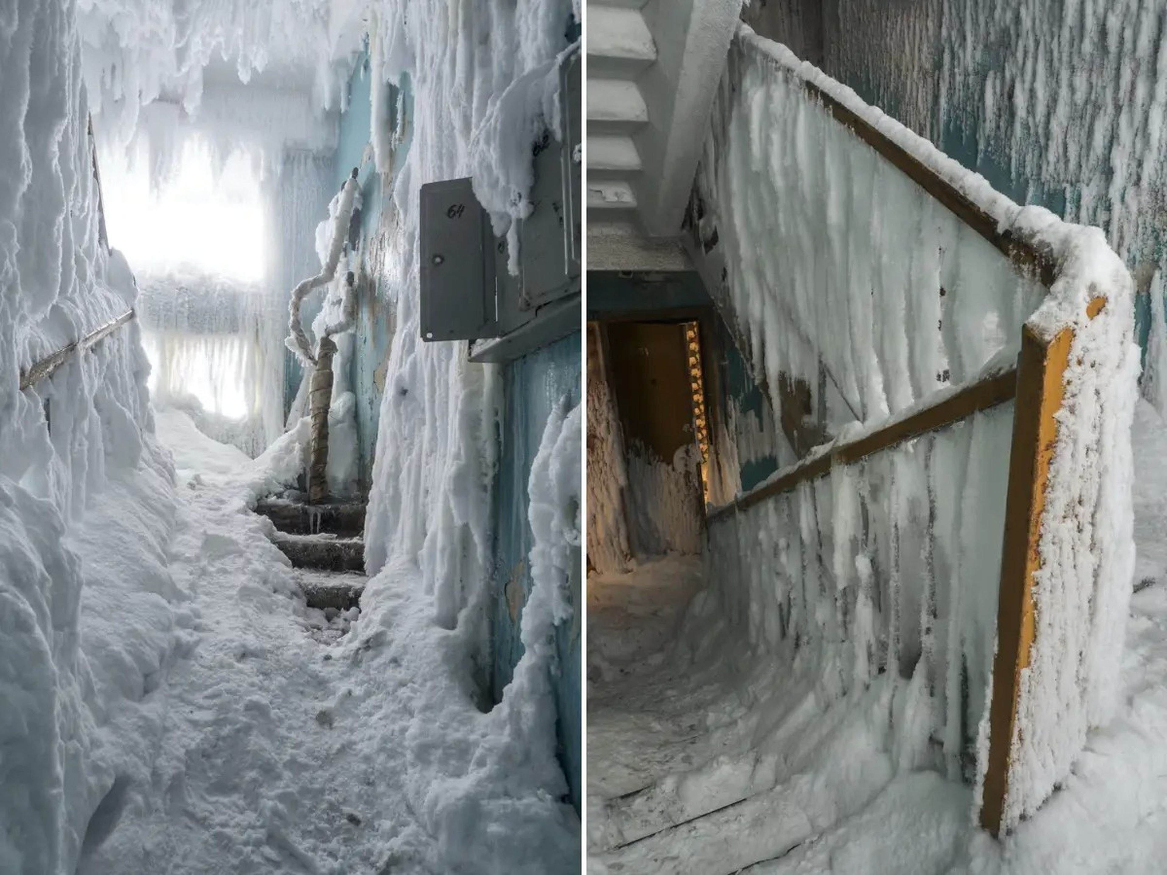 Estas imágenes son del inusual escenario que ha creado el clima dentro de los apartamentos.