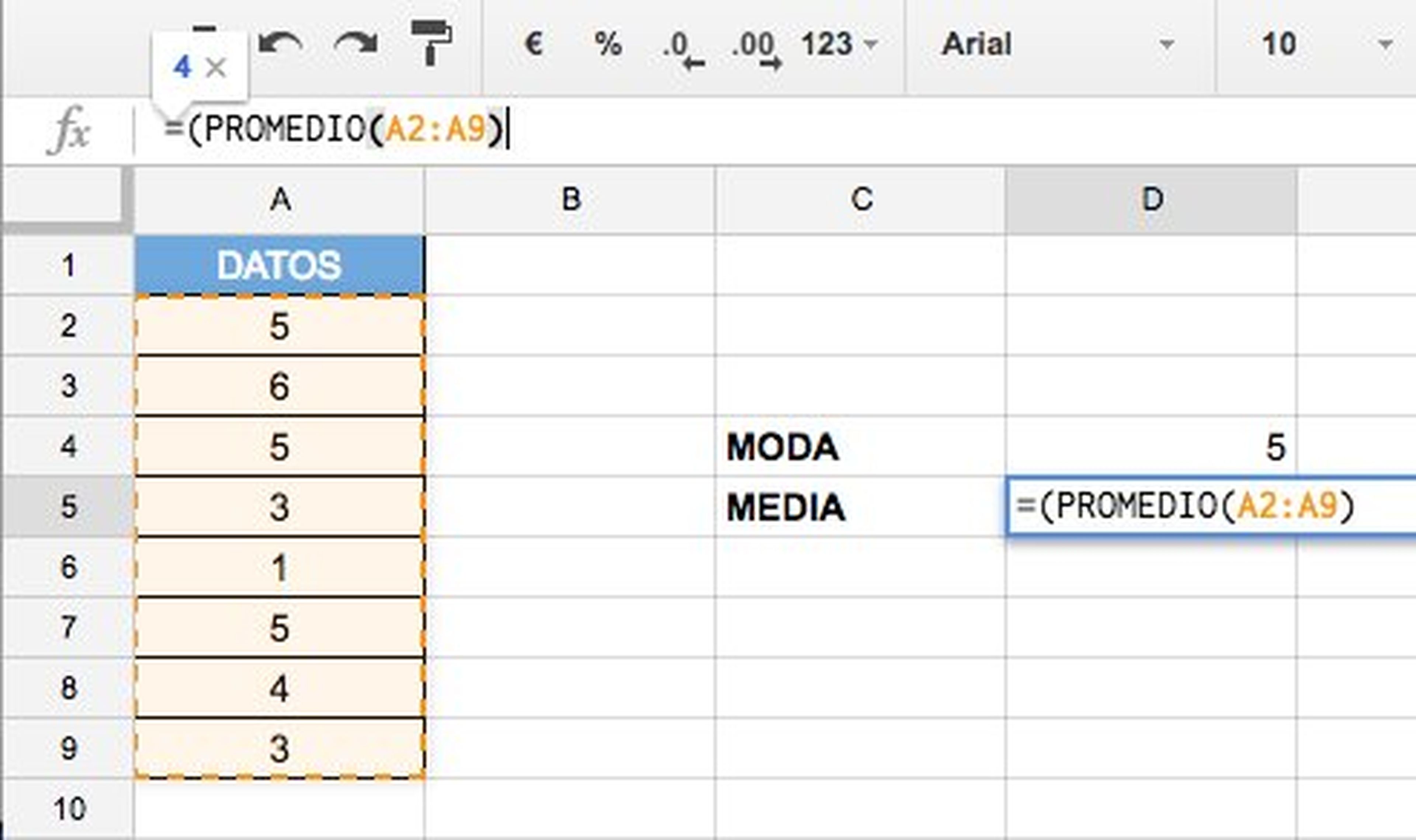 Calcular la Media en Excel