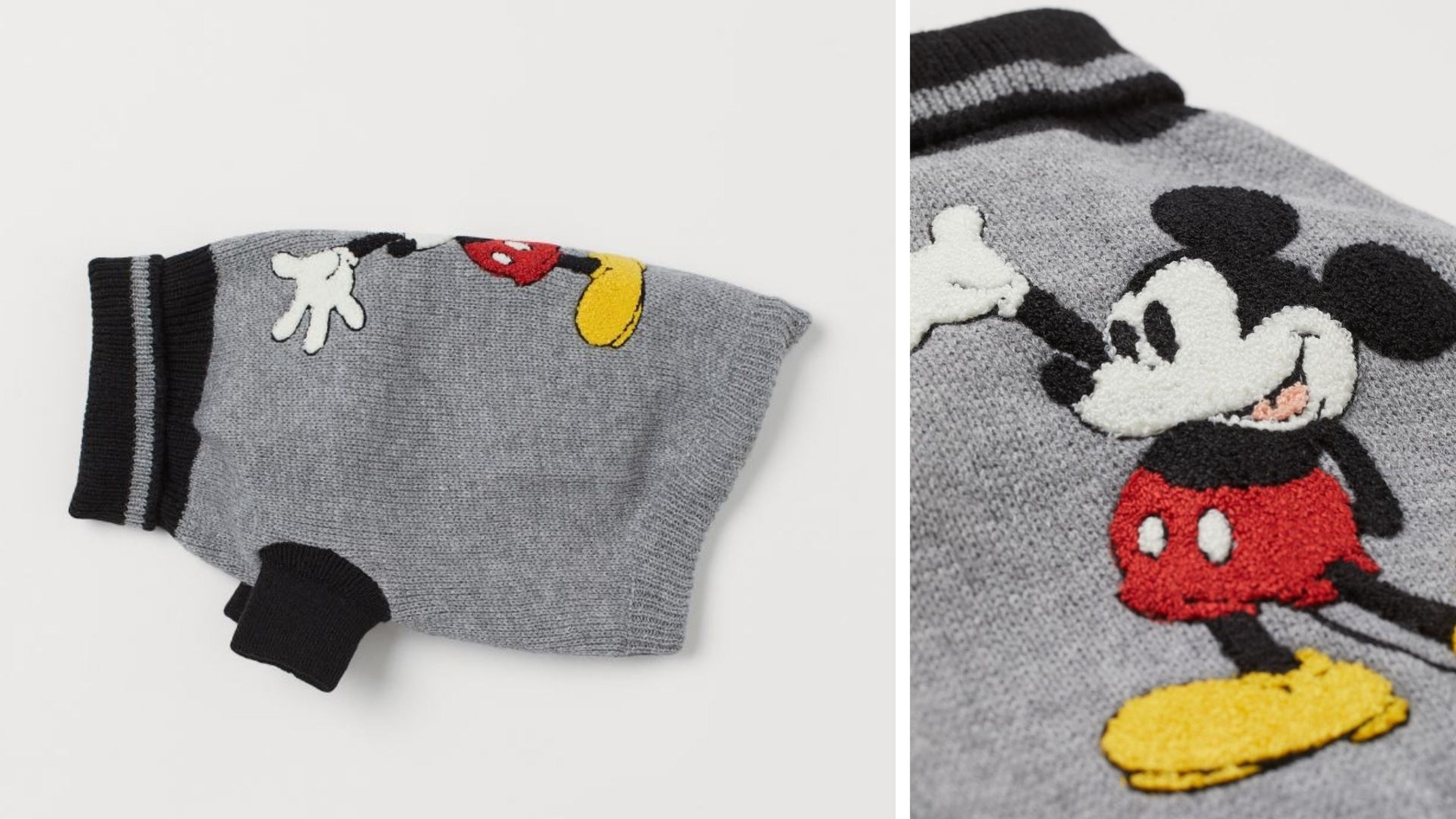 Jersey en punto de poliéster en gris jaspeado con diseño de Mickey Mouse, 19,99 euros.