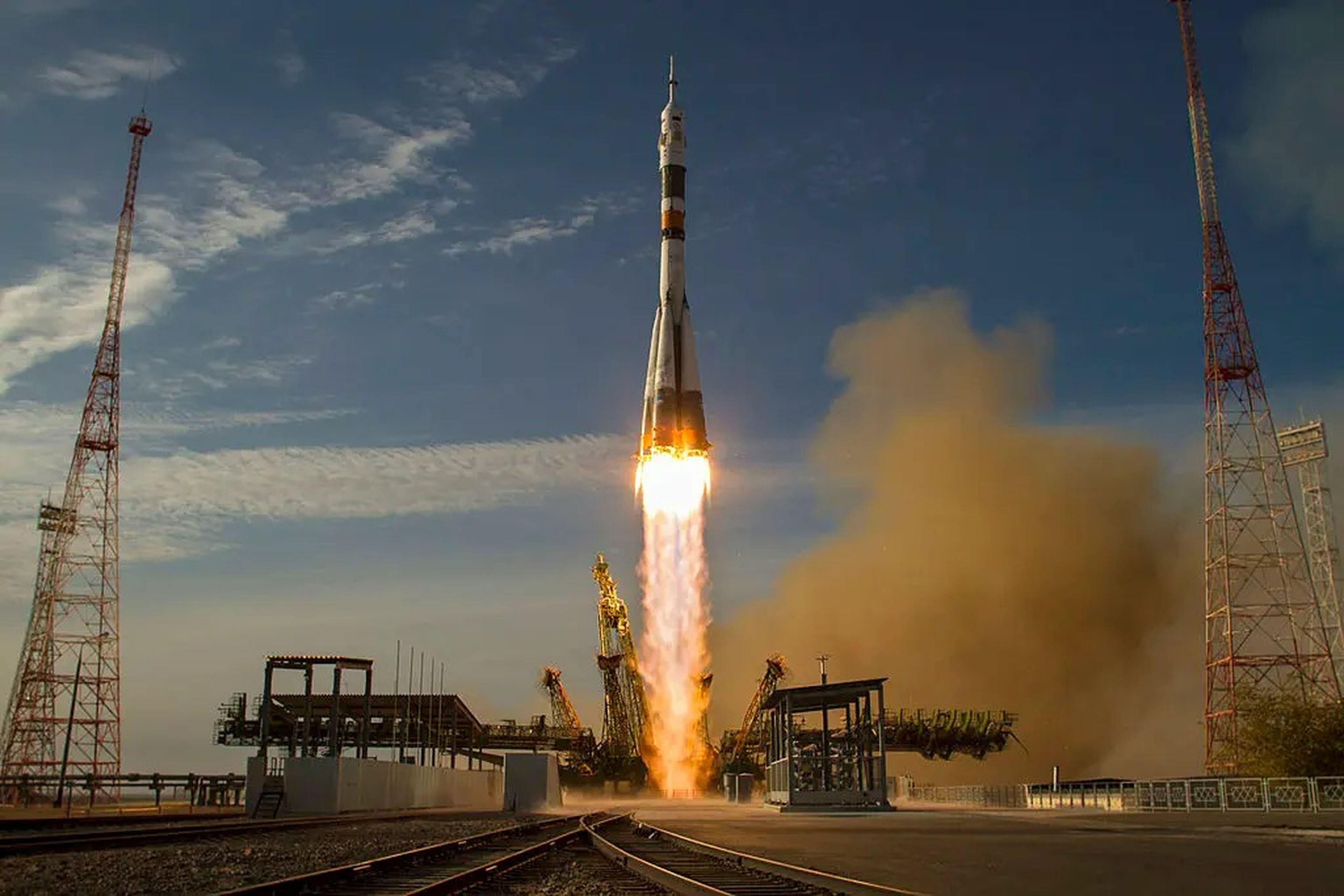 Lanzamiento de un cohete Soyuz a la Estación Espacial Internacional desde Baikonur (Kazajstán), el 23 de octubre de 2012.
