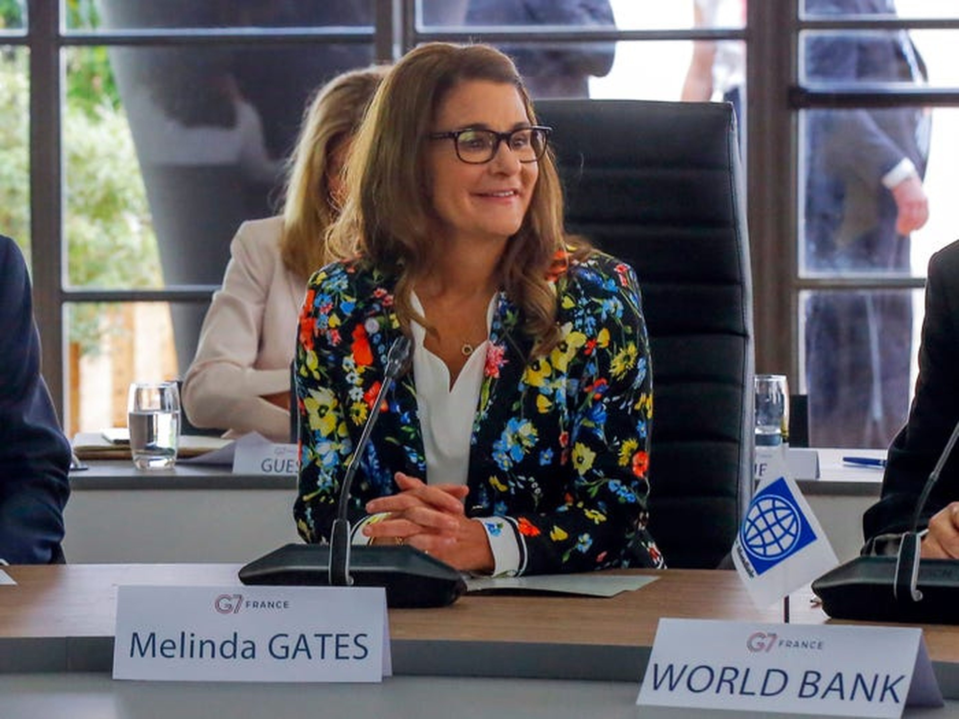 Melinda Gates asiste a una reunión en el G-7 Finance en Chantilly, al norte de París, el jueves 18 de julio de 2019.