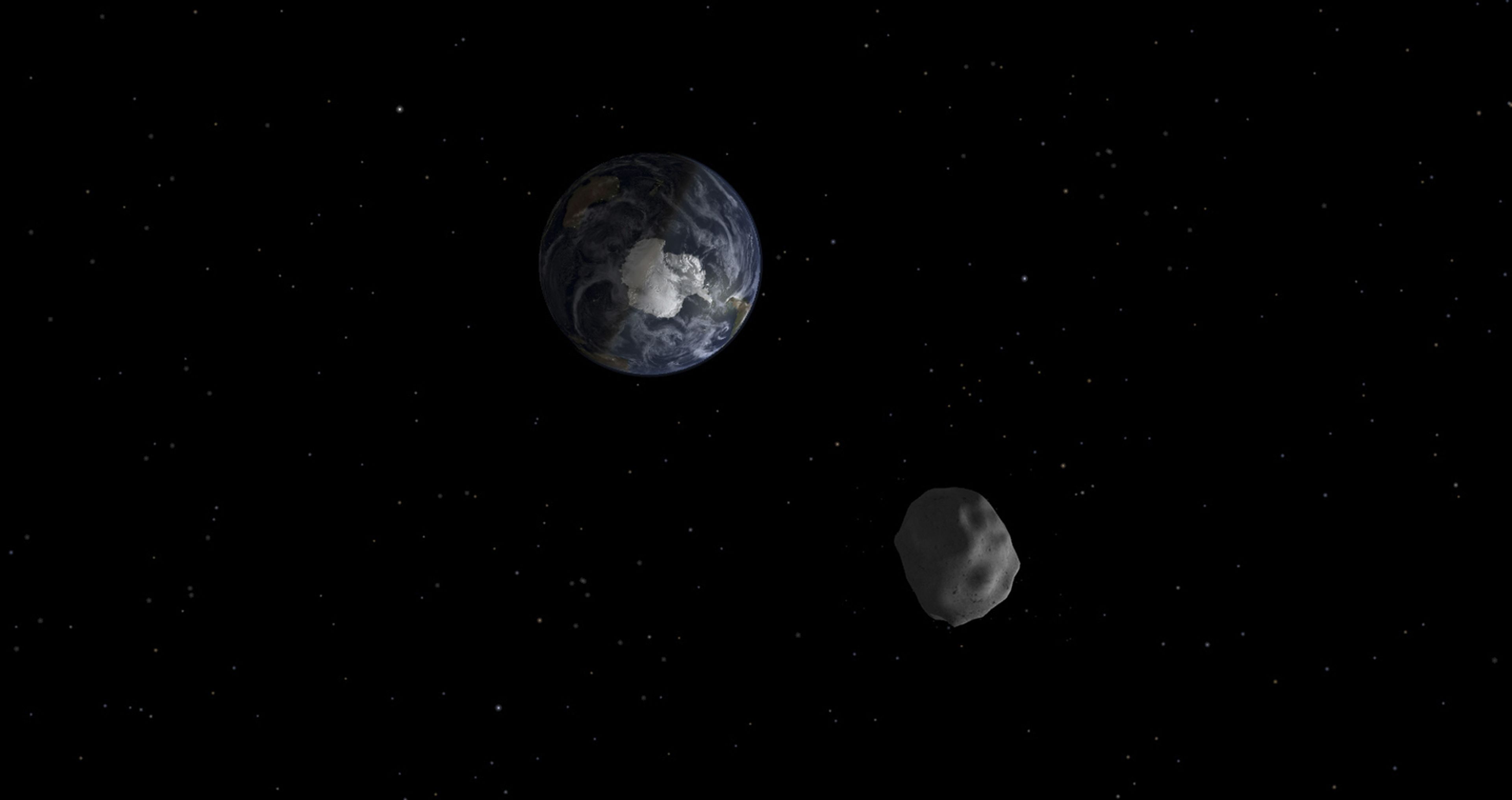 Imagen de la NASA del paso de un asteroide por el sistema Tierra-luna.