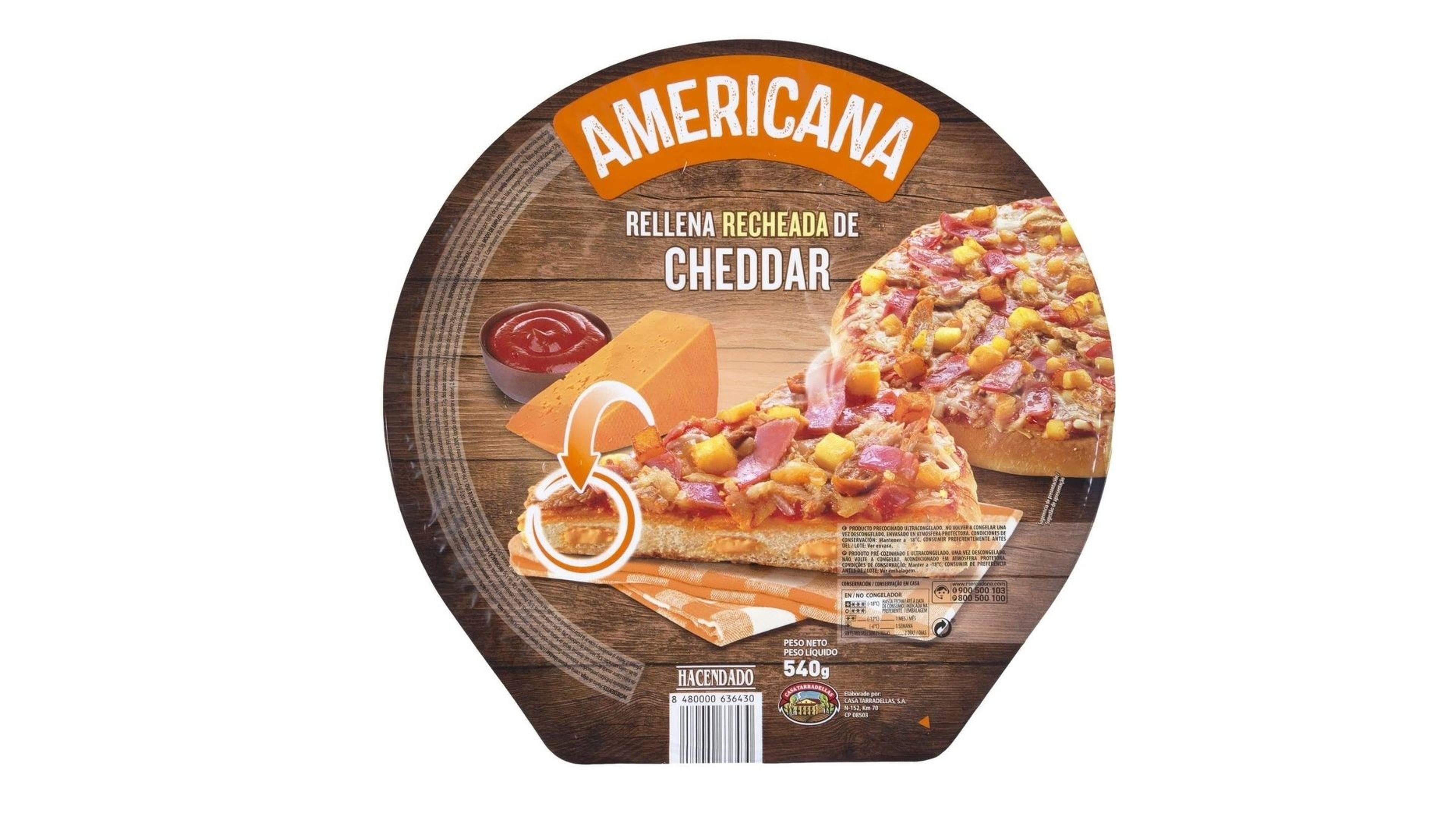 Pizza Americana Mercadona rellena de Queso.
