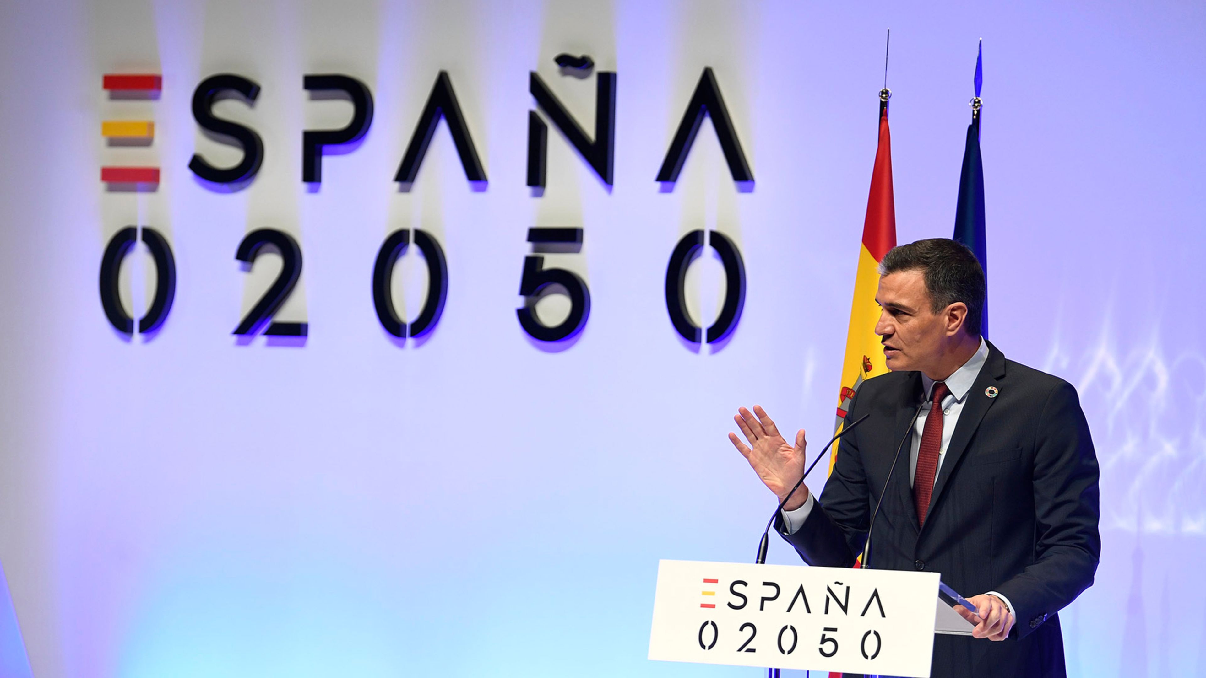 El presidente del Gobierno, Pedro Sánchez, durante la presentación del plan España 2050