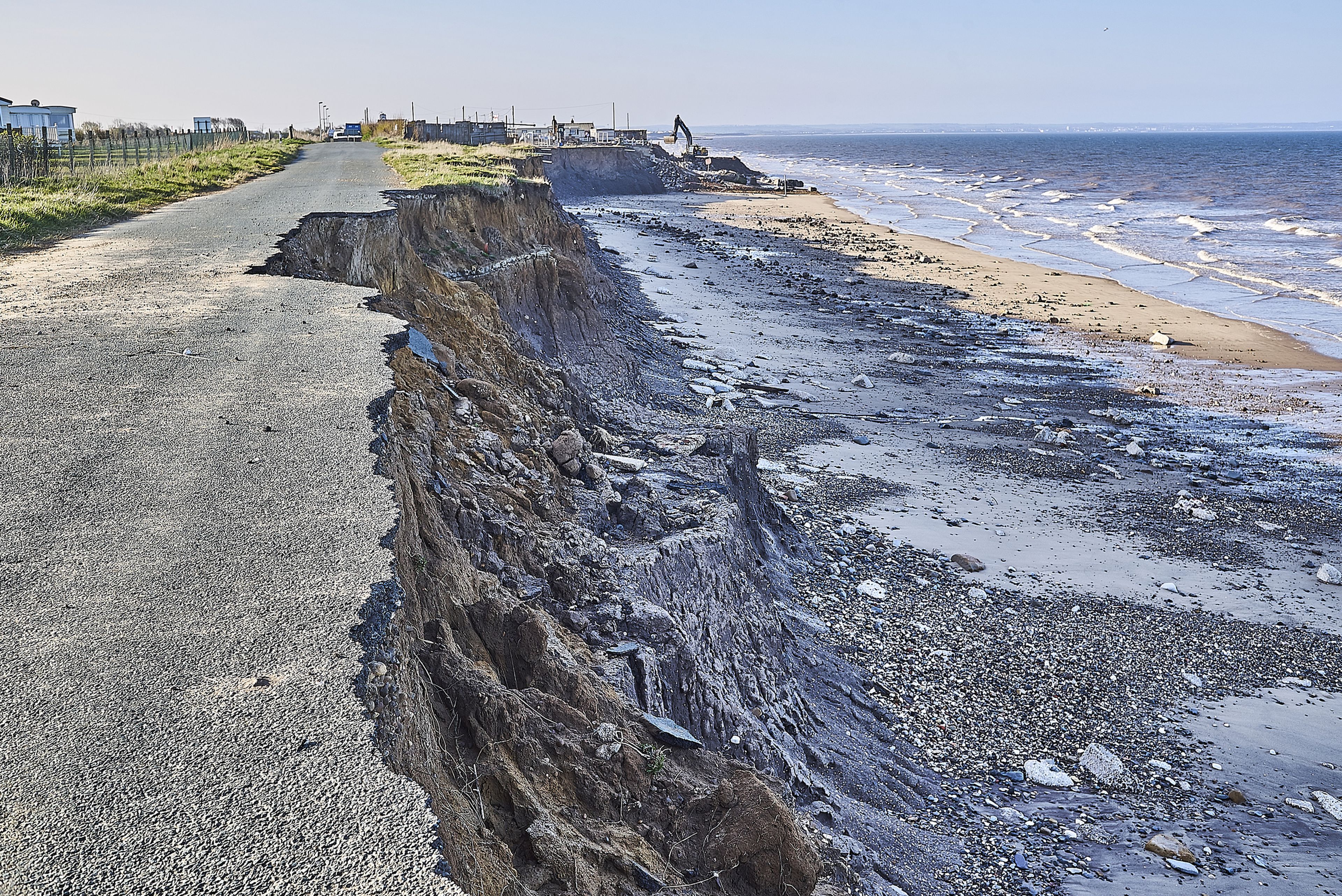 Erosión costera en Skipsea, en la costa este de Yorkshire, por el cambio climático.