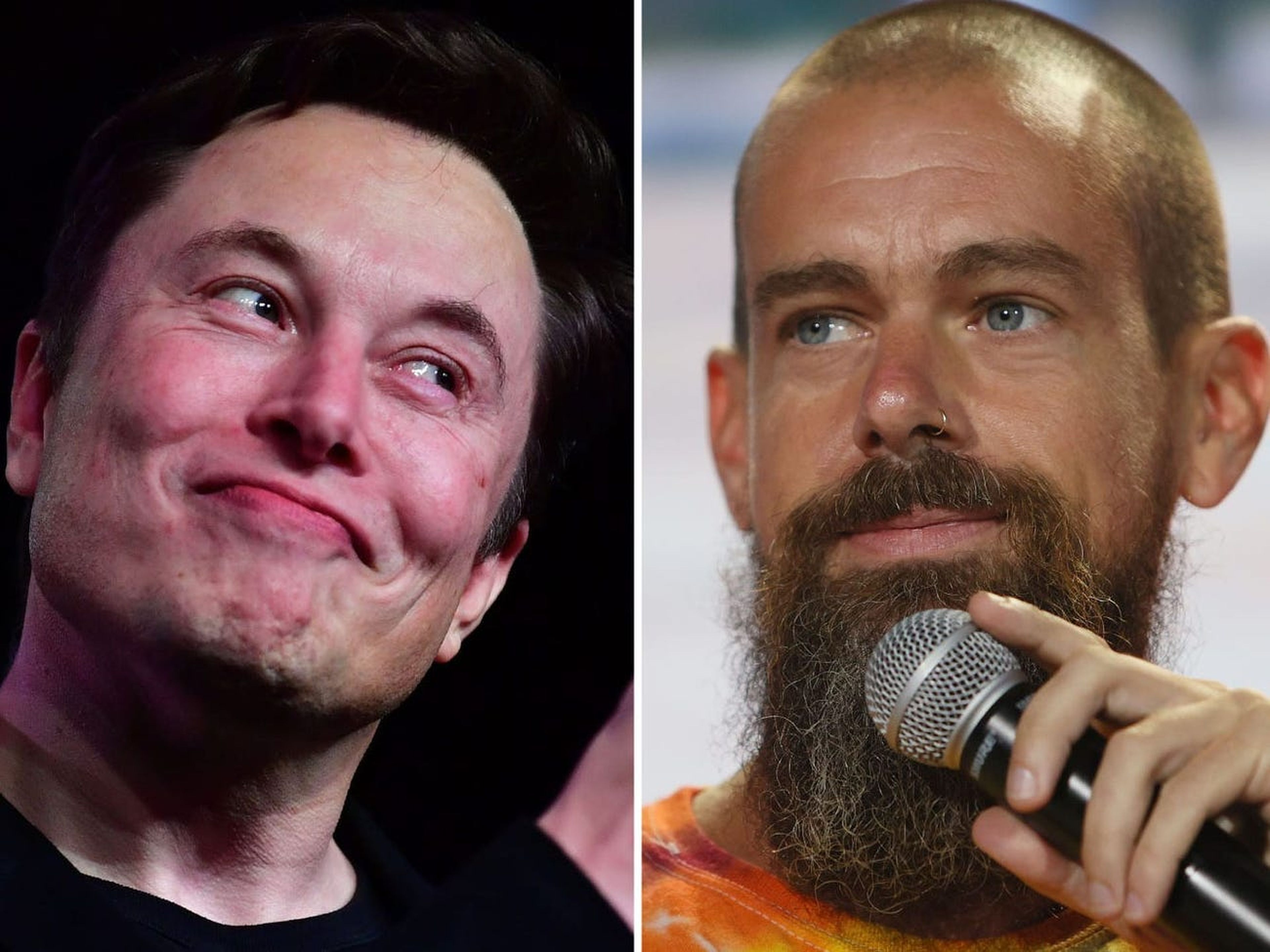 El actual dueño y director general de Twitter, Elon Musk (izquierda), y el fundador de la red social, Jack Dorsey. 