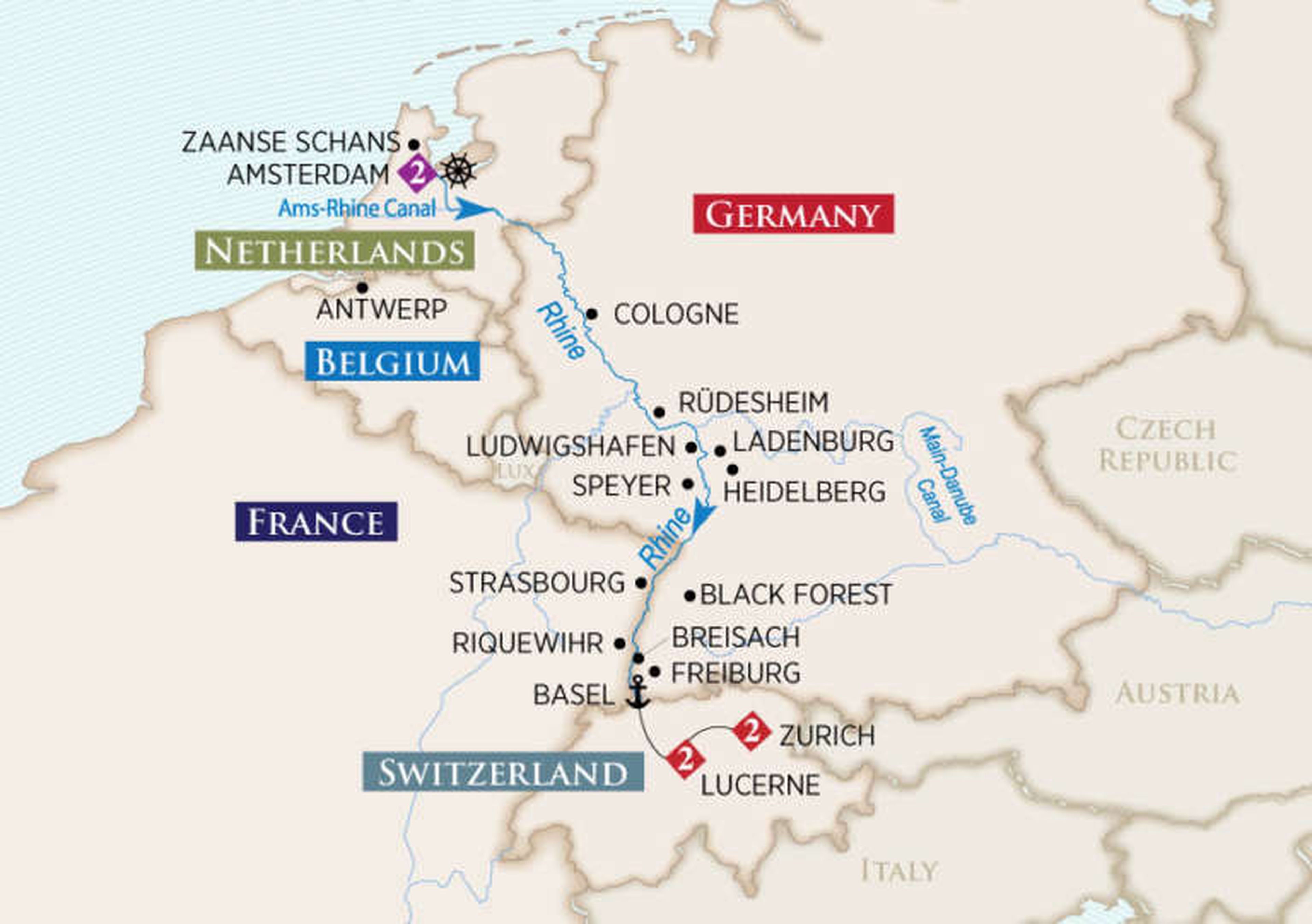 Mapa del viaje del Heritage of the River.
