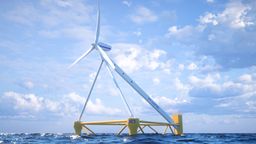 Molino eólico flotante instalado por la startup X1 Wind en las costas de Canarias