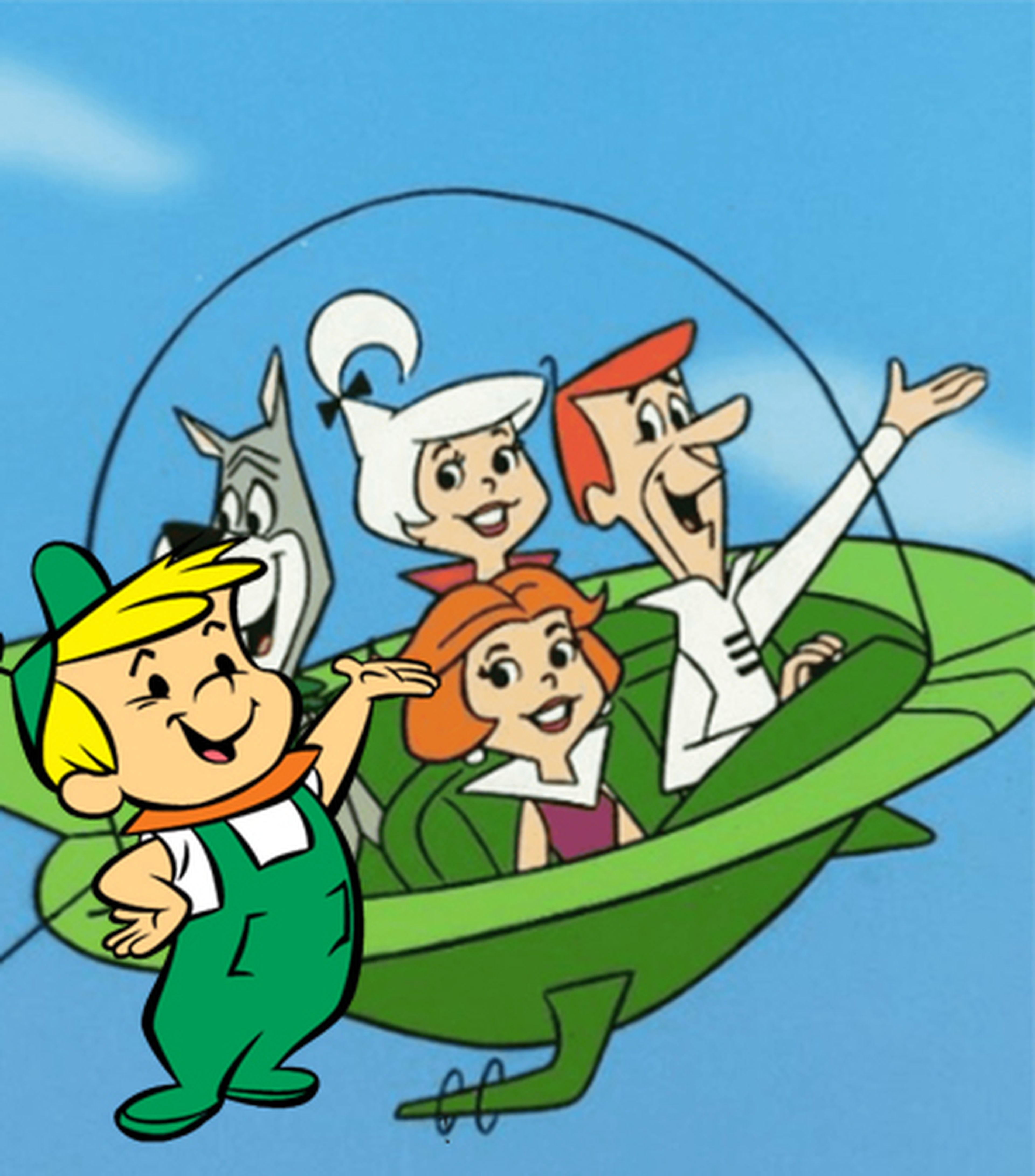 Elroy a la izquierda de la imagen, personaje de la serie de dibujos animados Los Supersónicos.