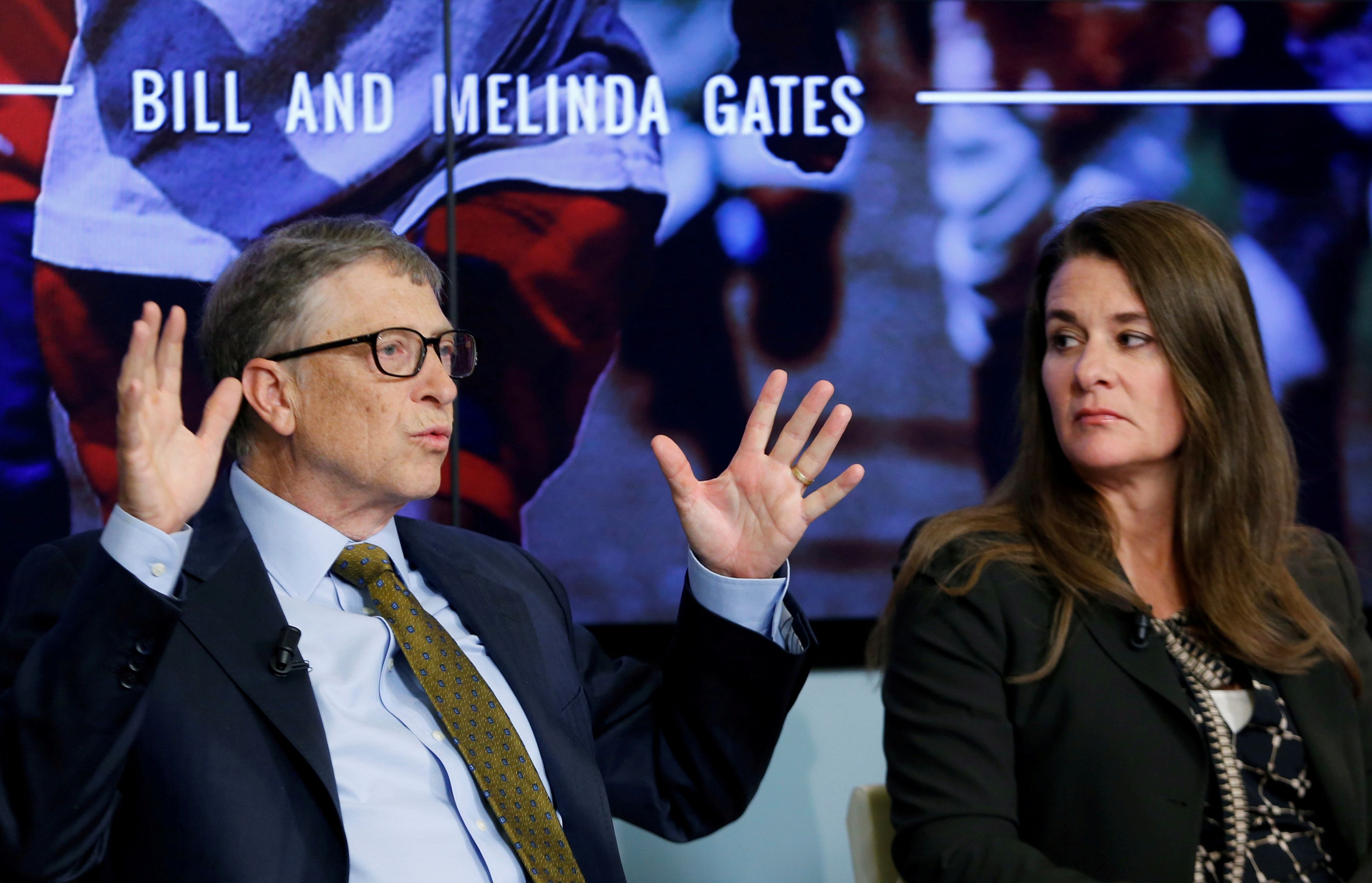Bill y Melinda French Gates durante un debate sobre los objetivos de sostenibilidad para 2030 celebrado en Bruselas en 2015.