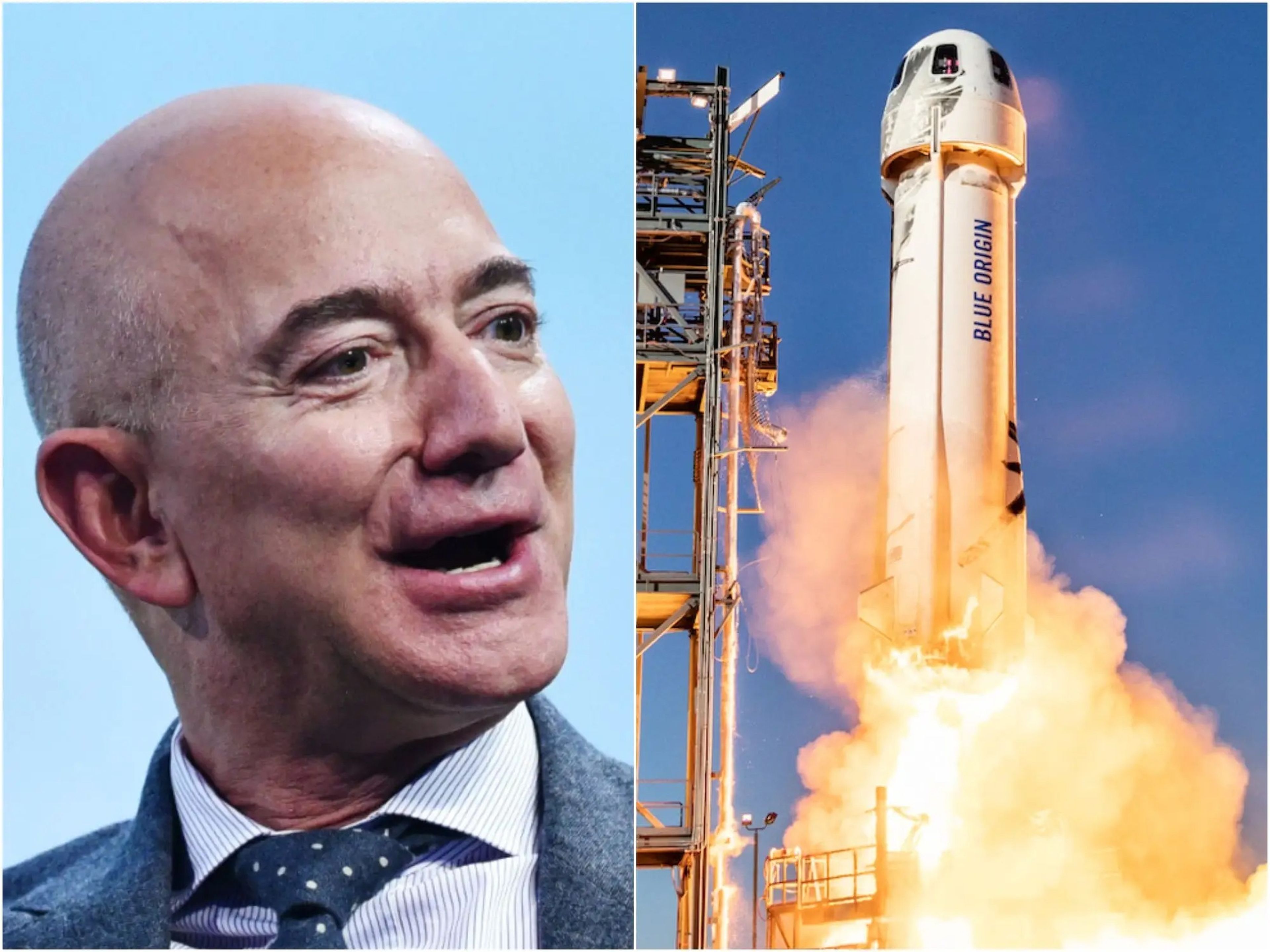 Jeff Bezos (left) is set to launch aboard the New Shepard rocket (right) on July 20.