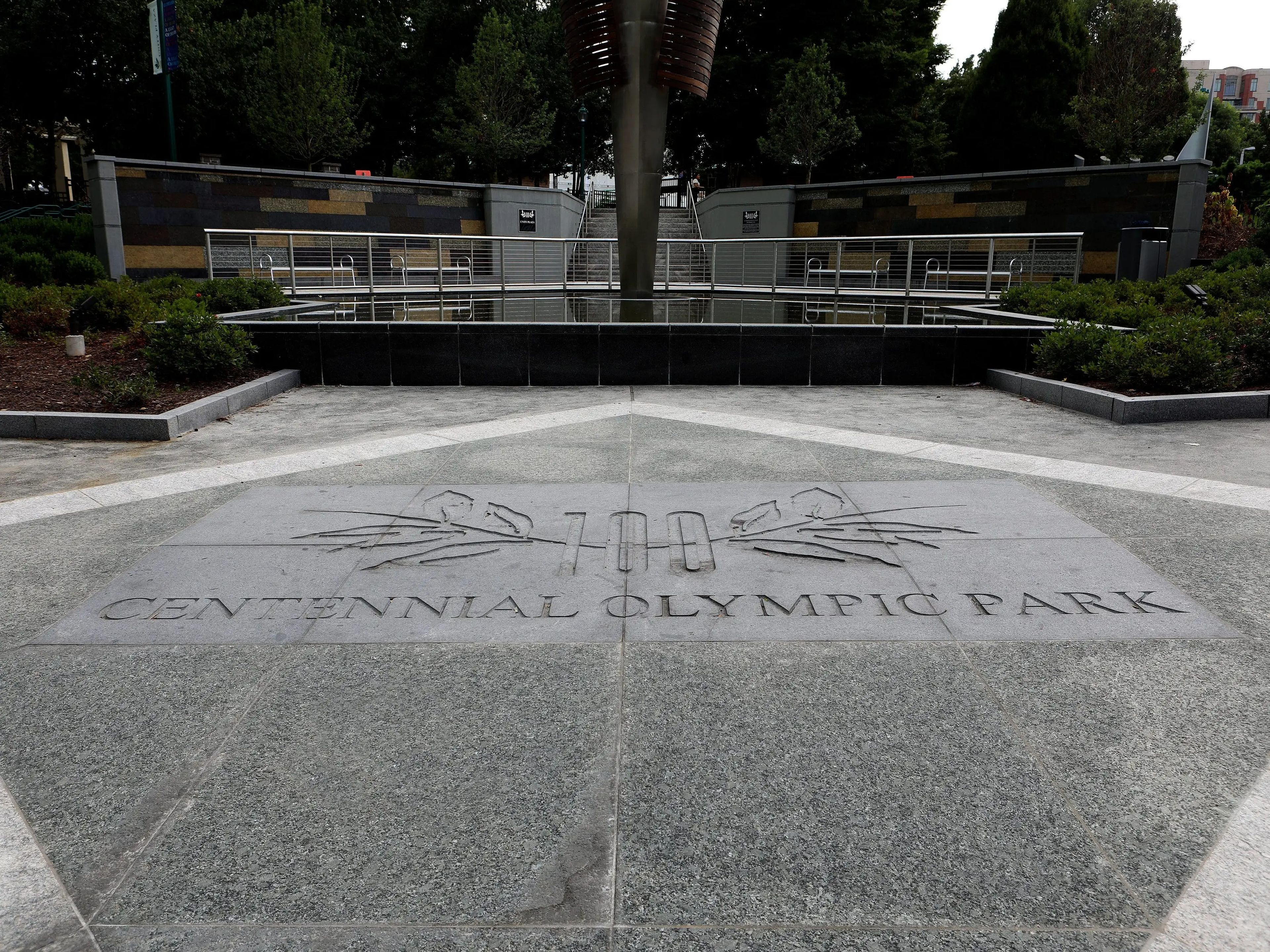Señalización del Centennial Olympic Park en Atlanta, Georgia, el 28 de julio de 2019.