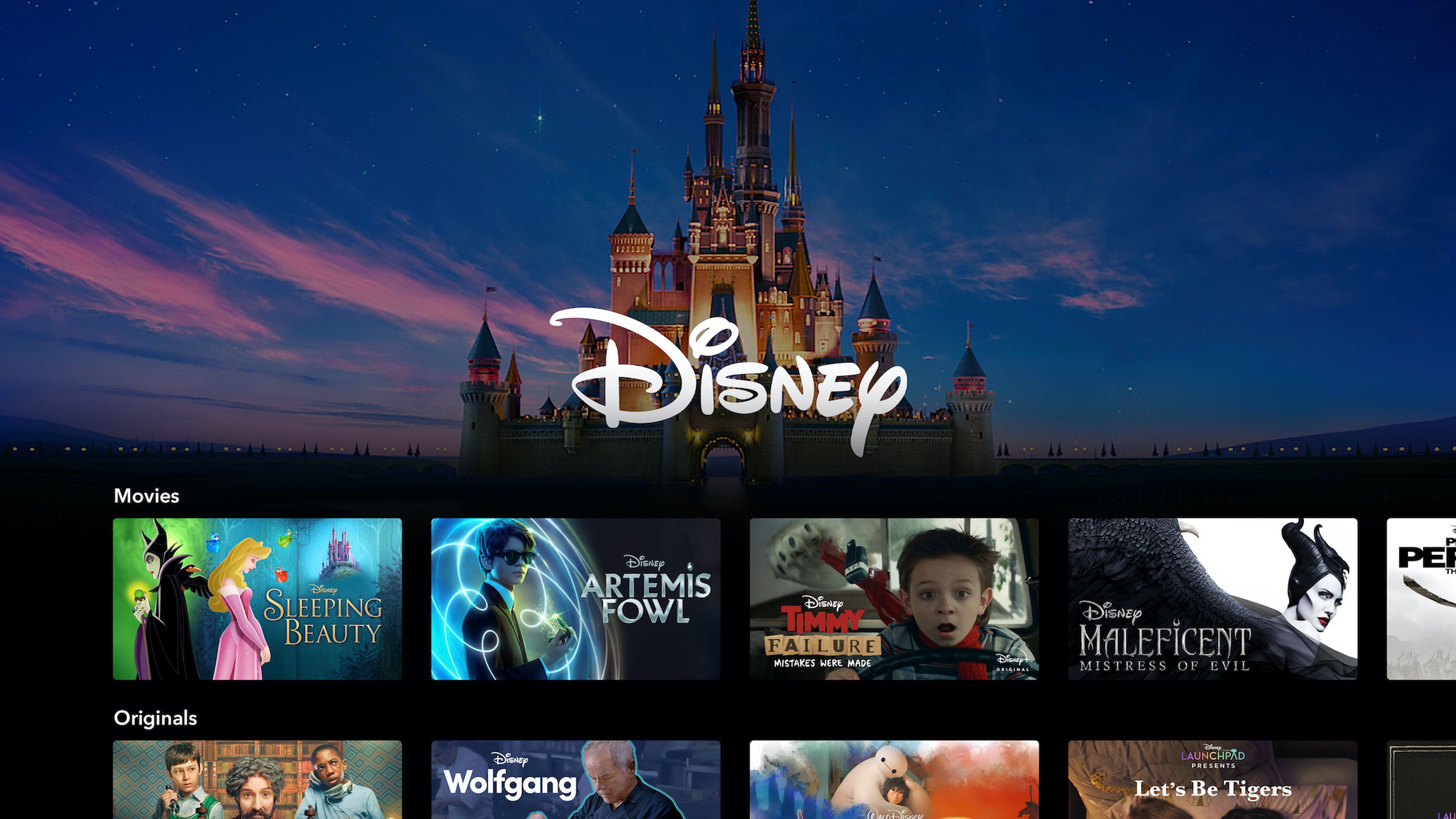 Pantalla de inicio de Disney Plus en televisores