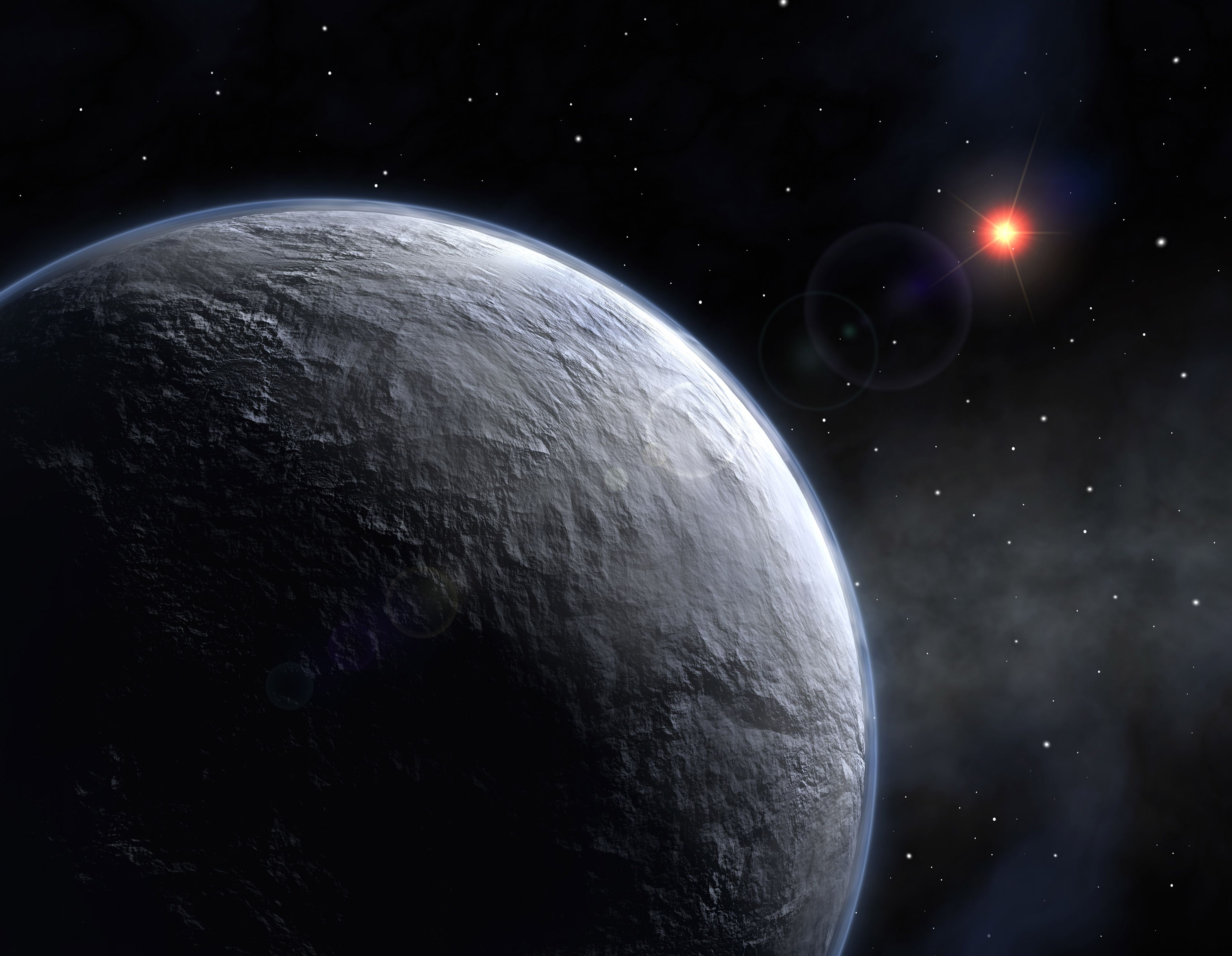 Ilustración de un planeta parecido a la Tierra, OGLE-2005-BLG-390Lb.
