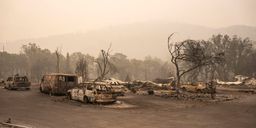 The remnants of a mobile home park that was destroyed by wildfire in Ashland, Oregon.