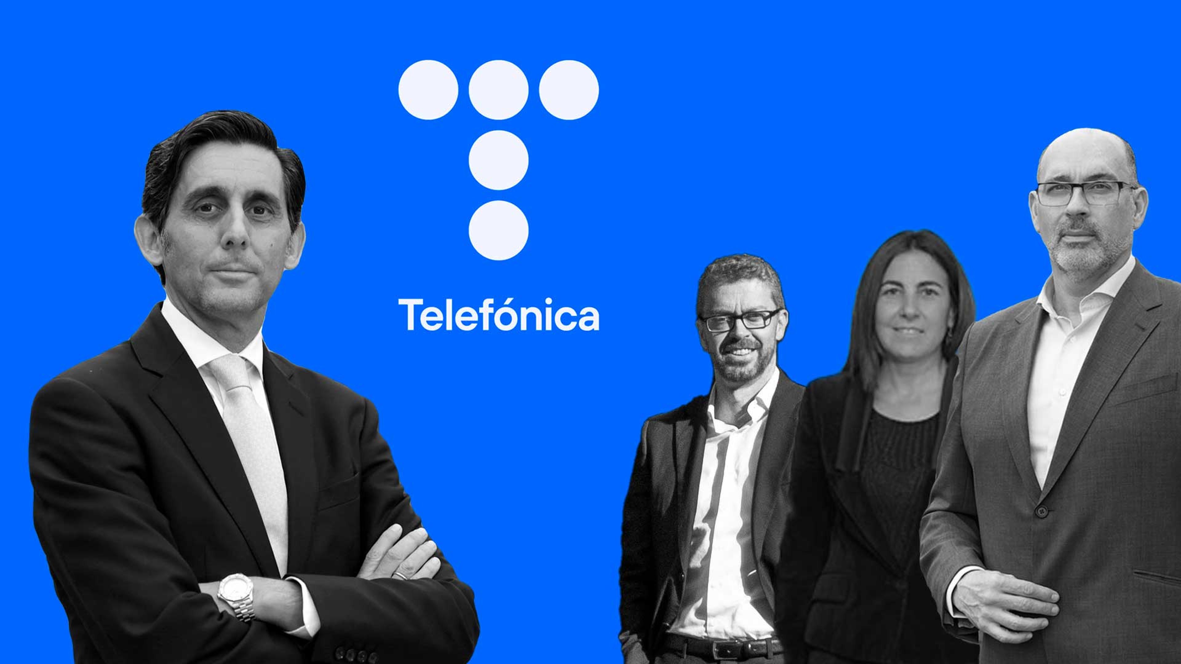 José María Álvarez-Pallete (Presidente ejecutivo), Sergio Oslé (Consejero Delegado Telefónica España), María Jesús Almazor (CEO Telefónica Tech) y Emilio Gayo (CEO Telefónica España)