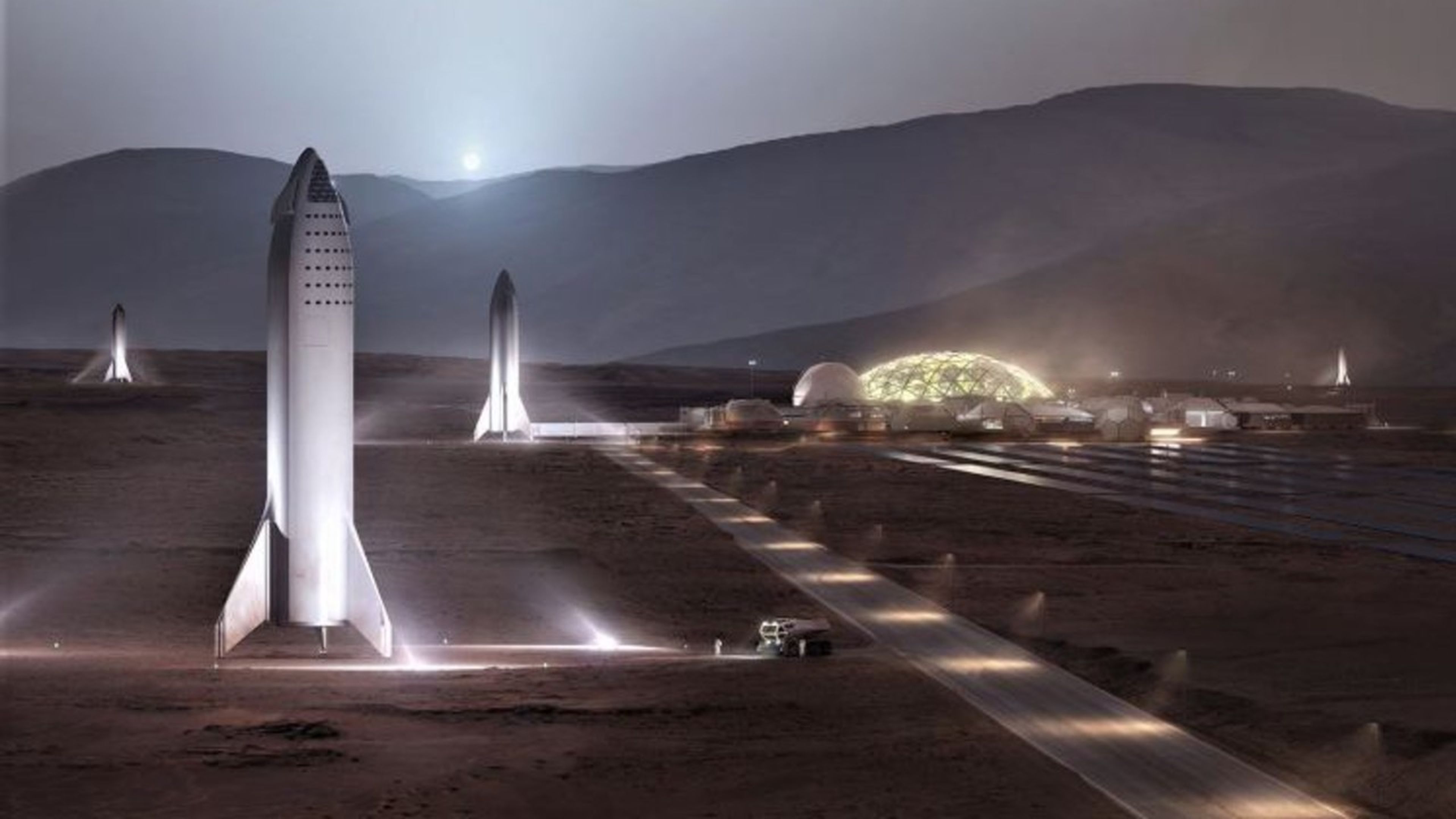 Así ve SpaceX y Elon Musk su primera colonia en Marte.