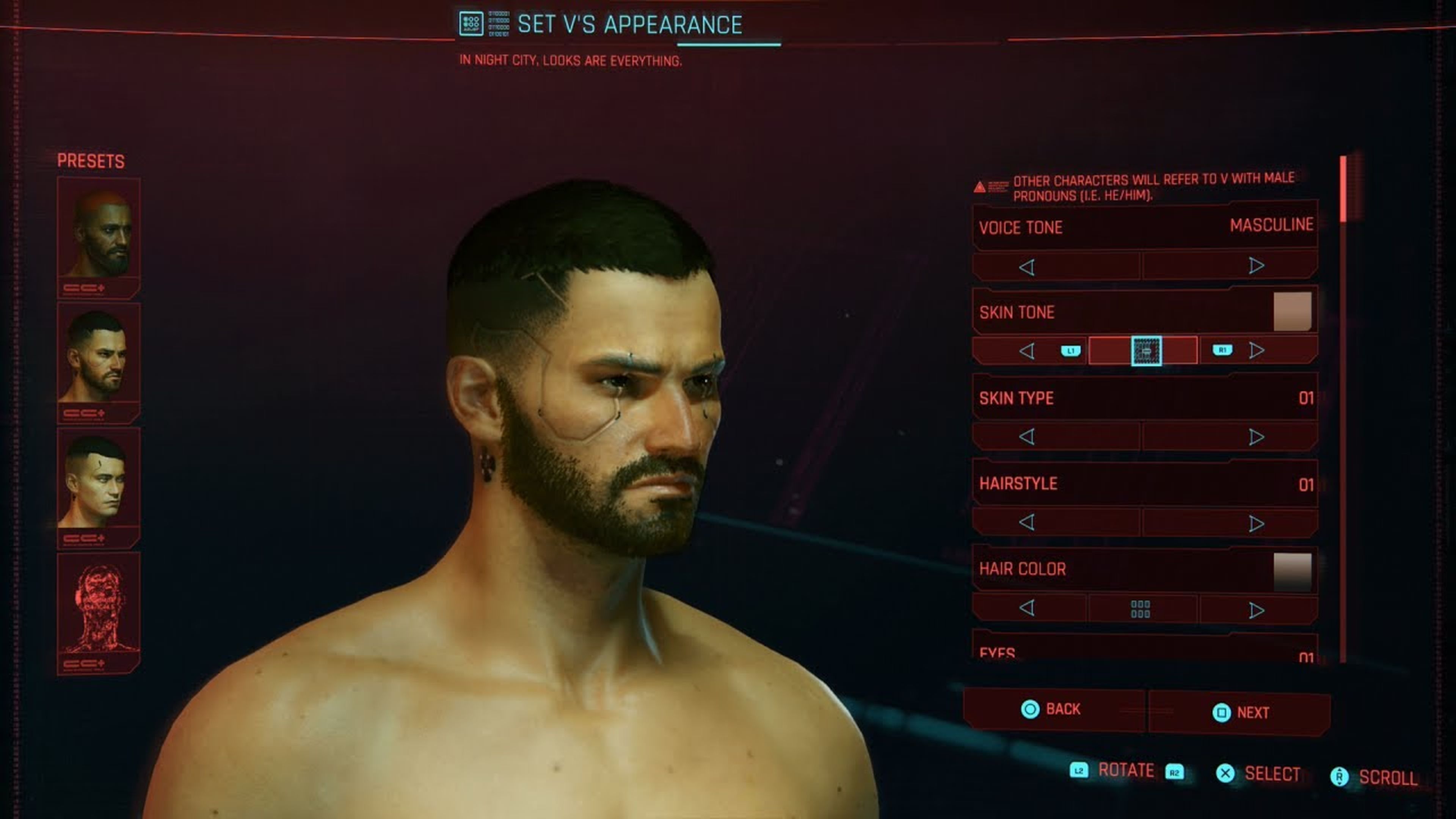 Los juegos especialmente de rol permiten personalizar el avatar con mucha libertad, como el caso de 'Cyberpunk 2077' (imagen).