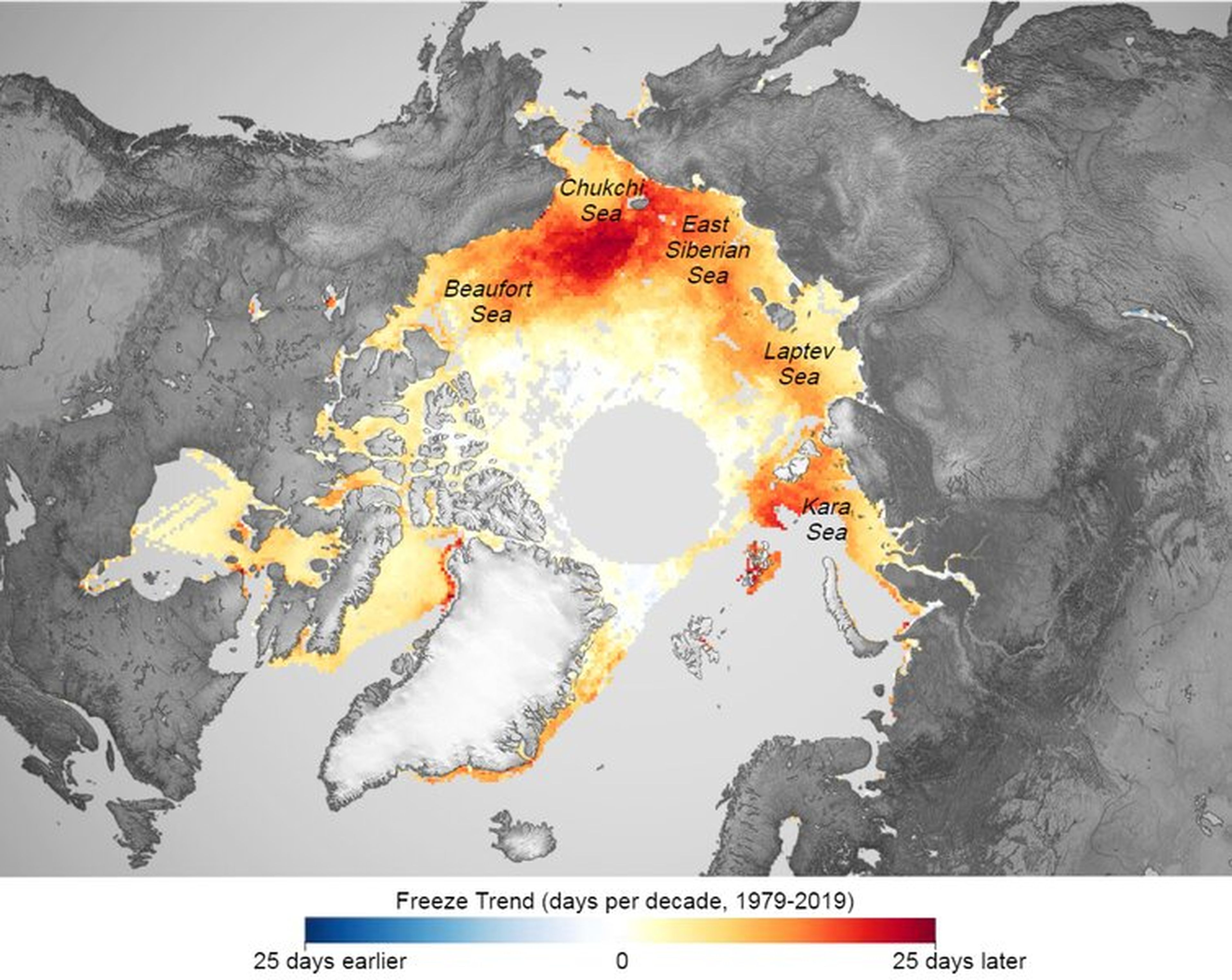 El hielo marino se forma cada vez más tarde.