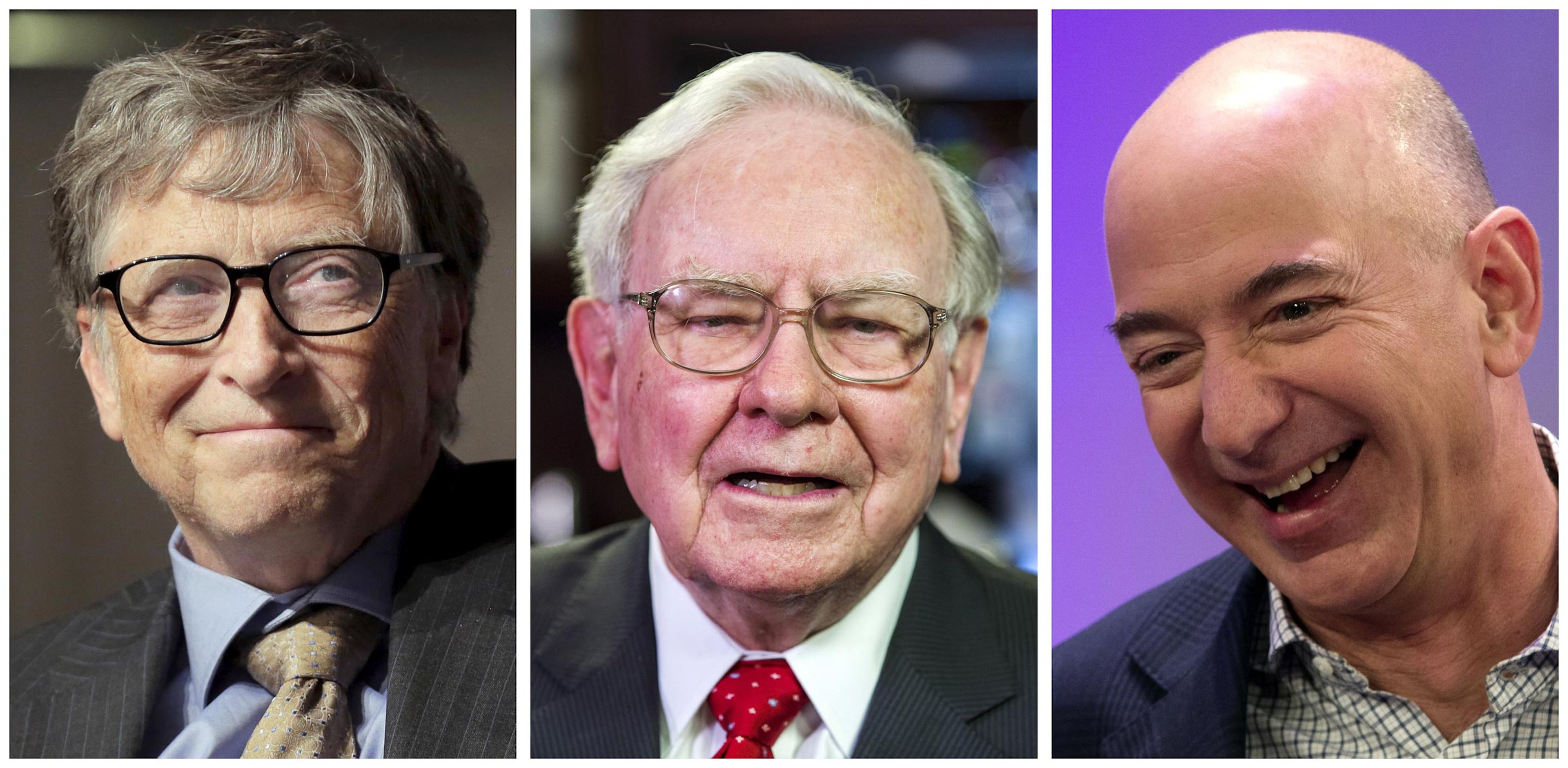 Bill Gates, Warren Buffett y Jeff Bezos.