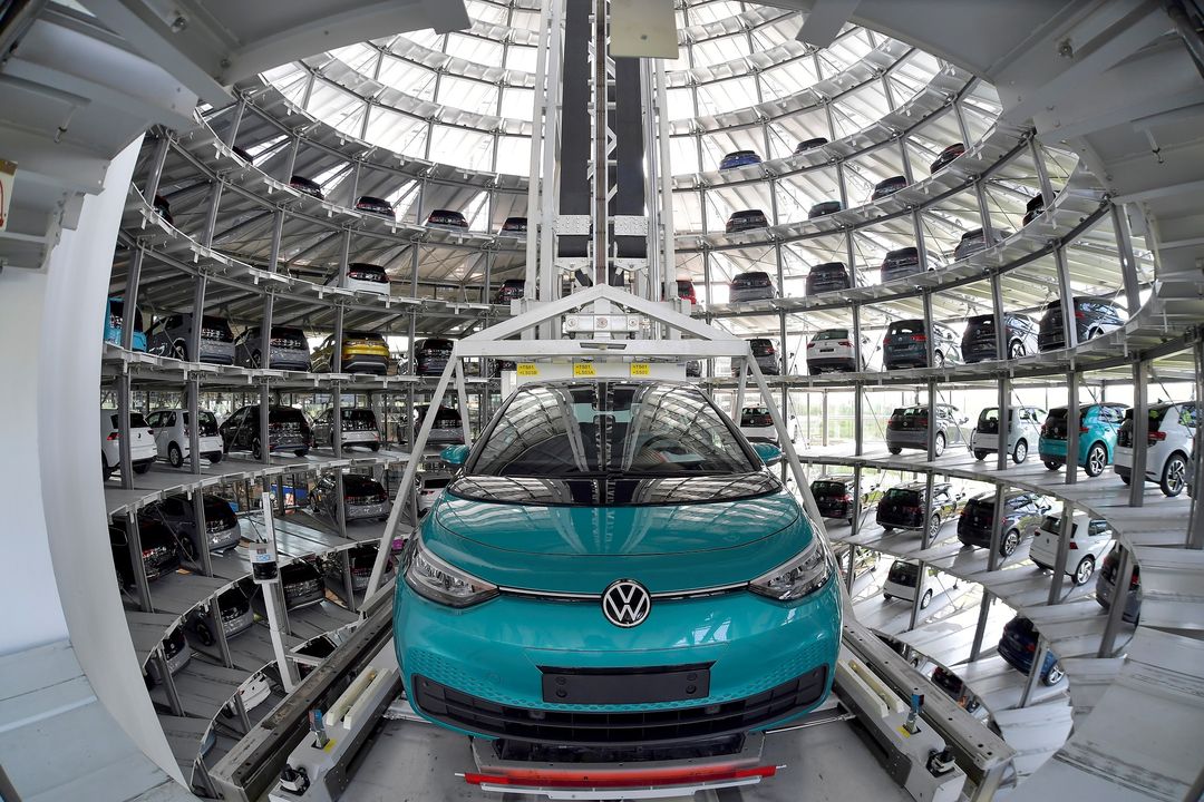 Fabrica del Volkswagen ID3, uno de los modelos eléctricos de la marca, en Dresde (Alemania)