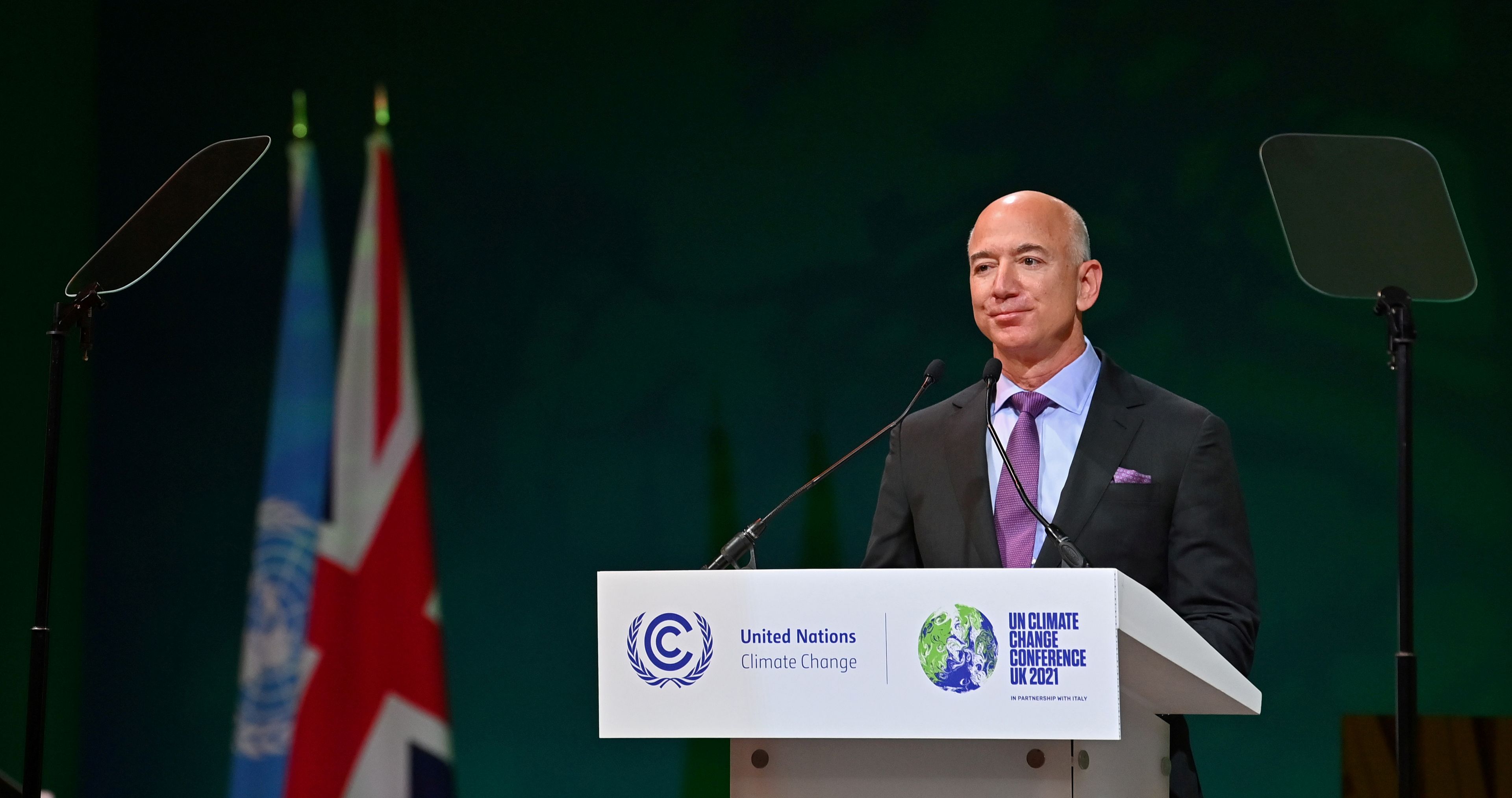 El fundador de Amazon, Jeff Bezos, durante la COP26.