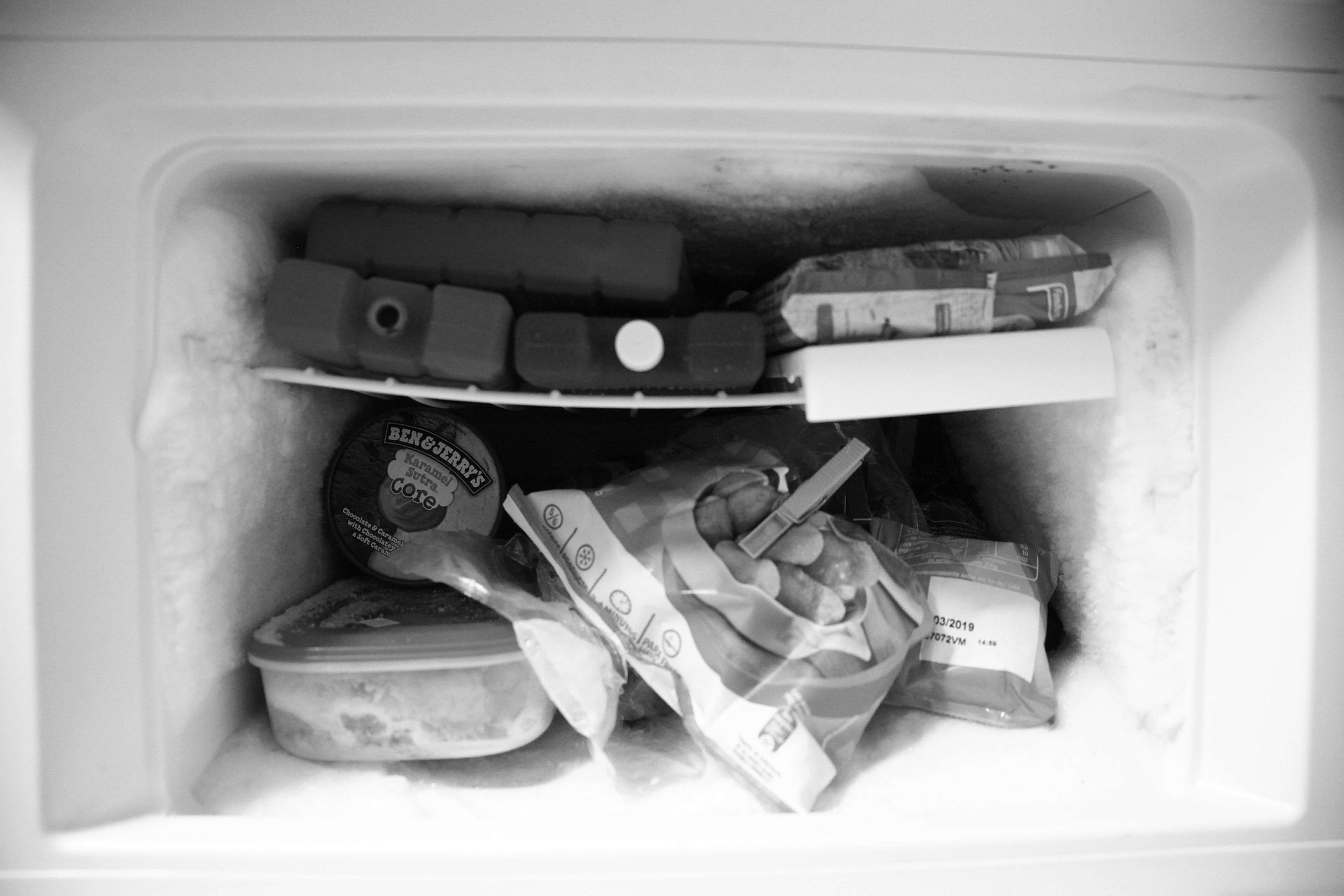 Un congelador lleno.