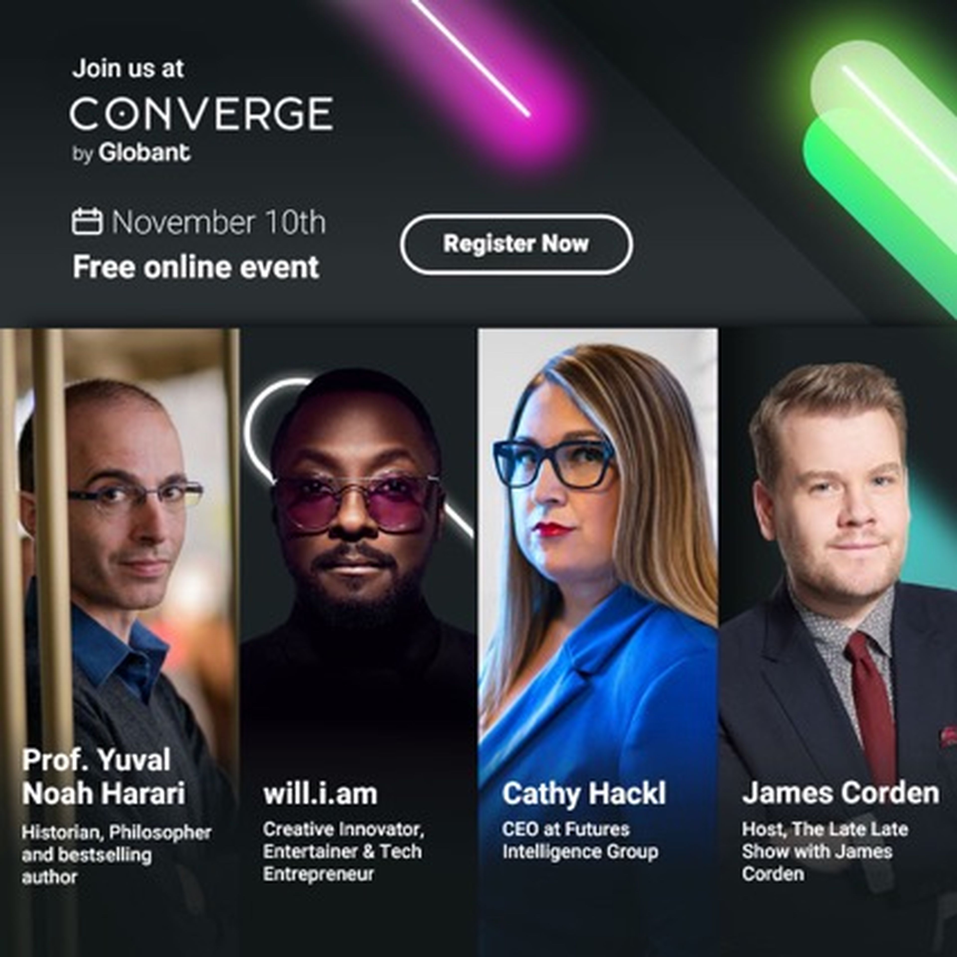 Converge the power of reinvention, cartel con los speakers