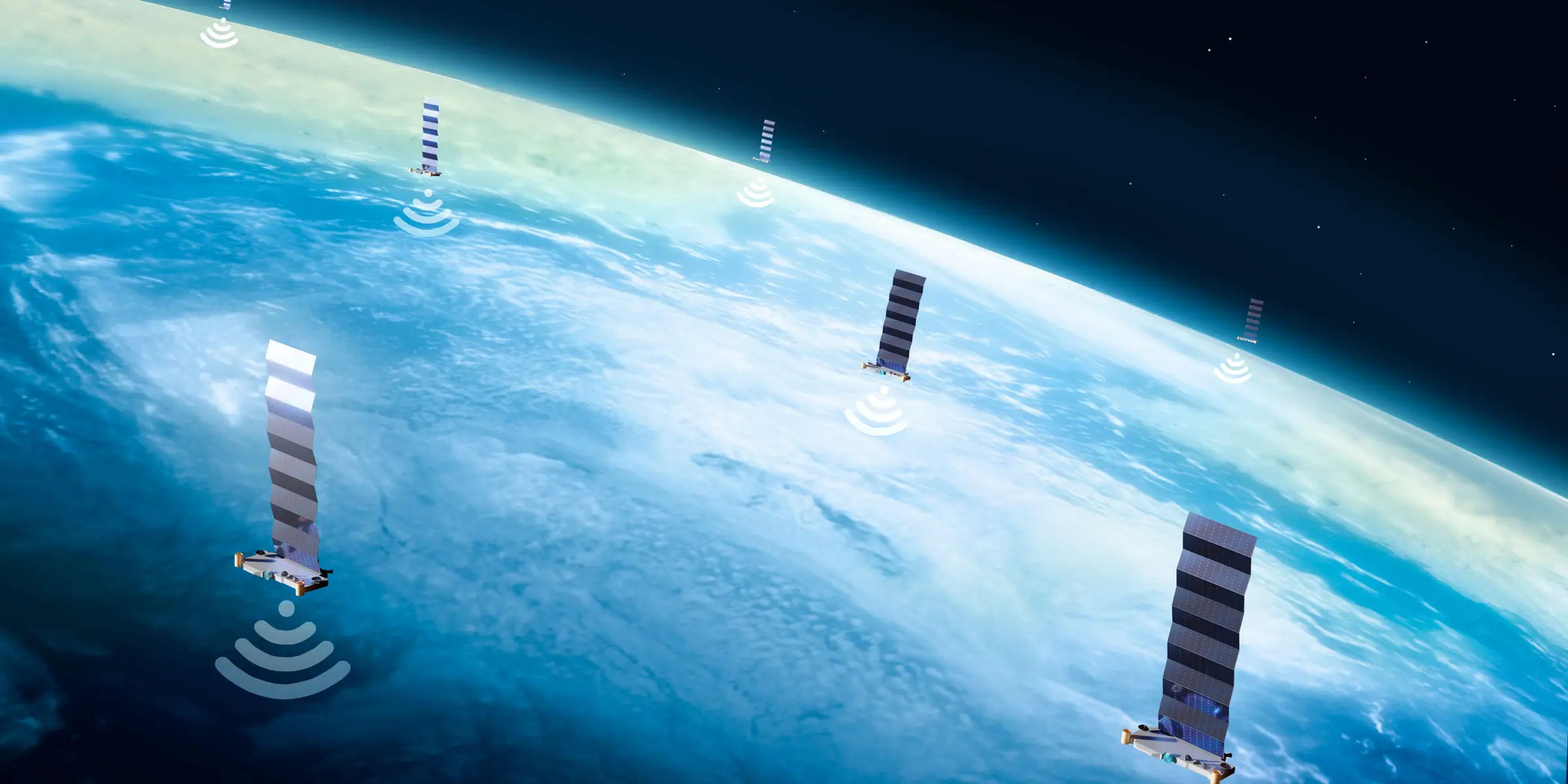 Una ilustración de la red de satélites Starlink de SpaceX.