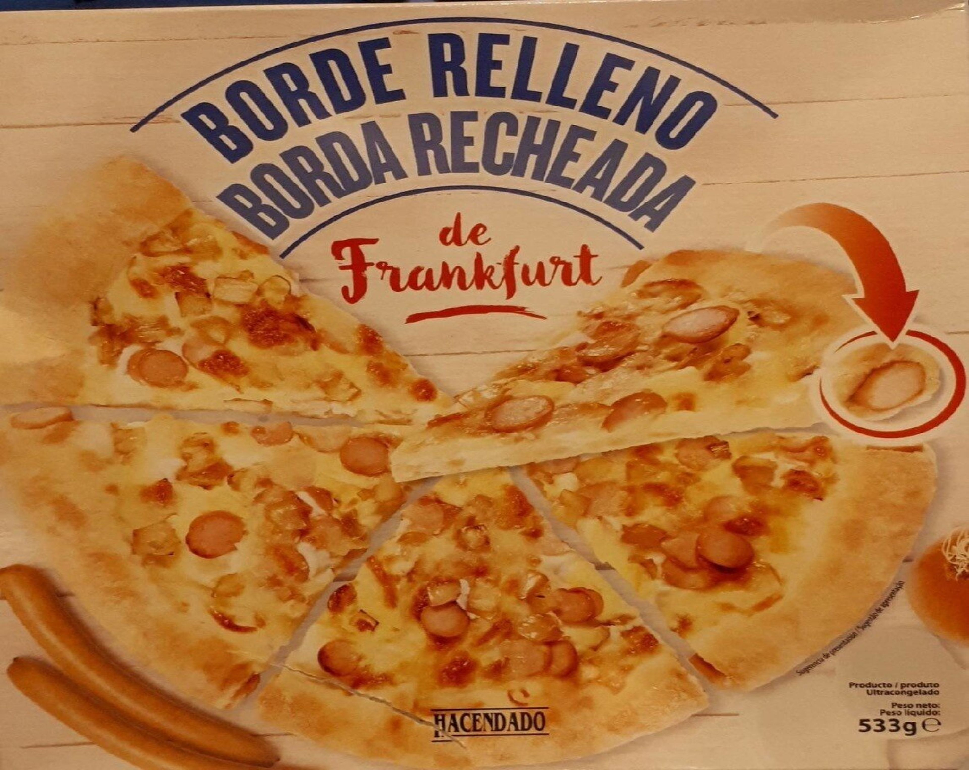 Pizza de Frankfurt con borde rellano