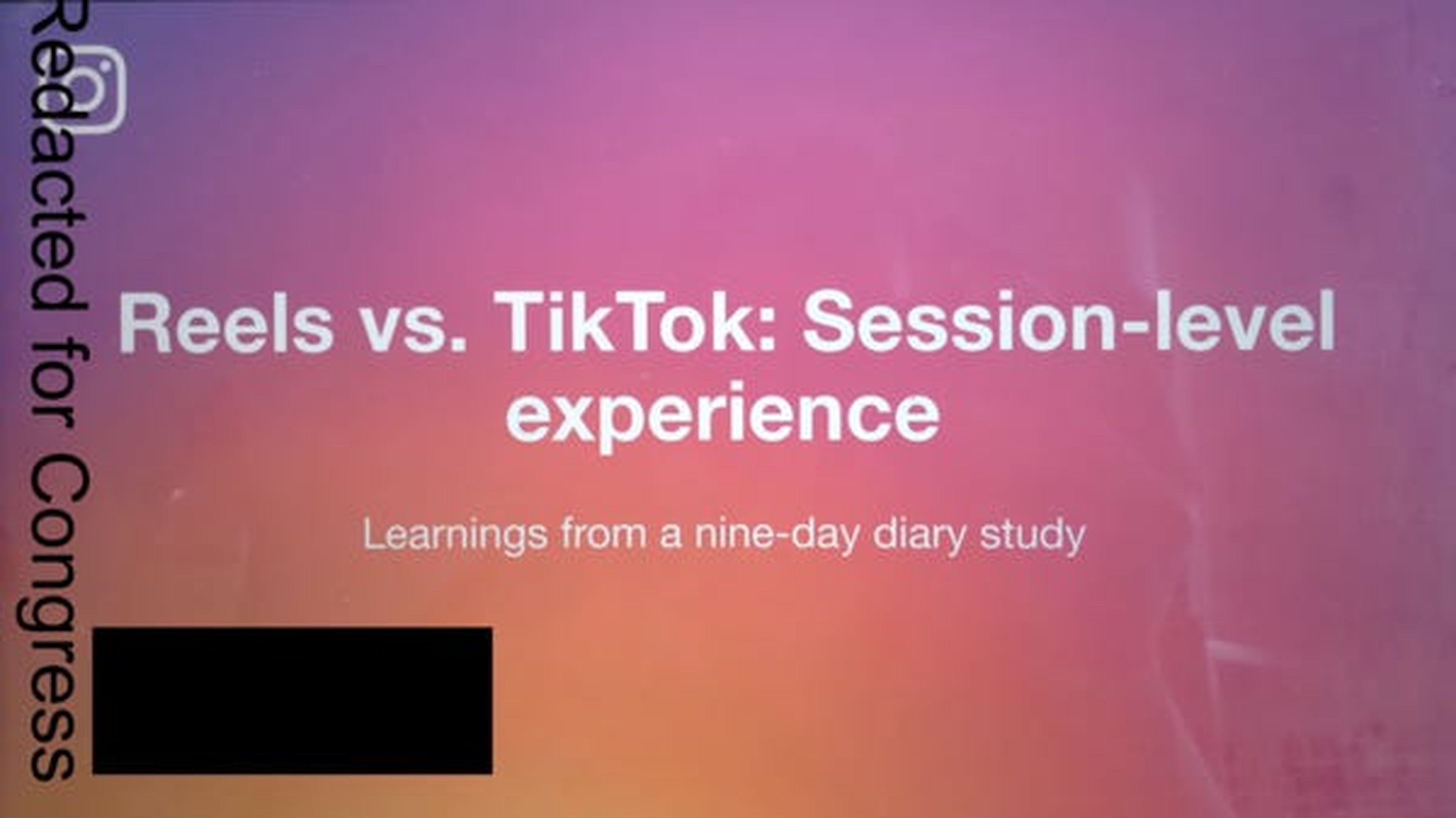 Los documentos presentados por Frances Haugen incluyen una copia de un estudio interno titulado: "Reels vs. TikTok: Experiencia a nivel de sesión".