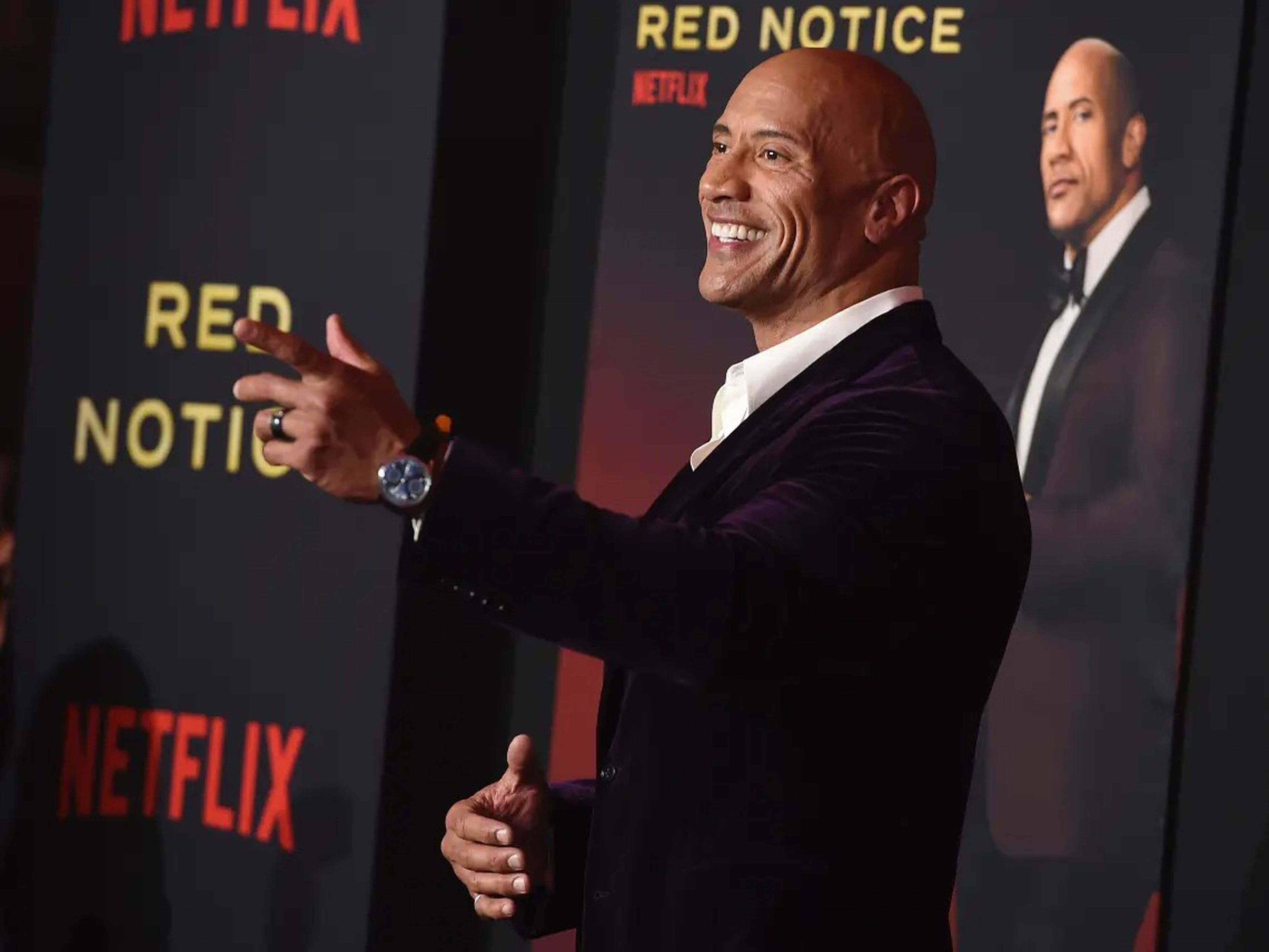 Actor Dwayne "The Rock" Johnson at the premier of his film "Red Notice" on Netflix
