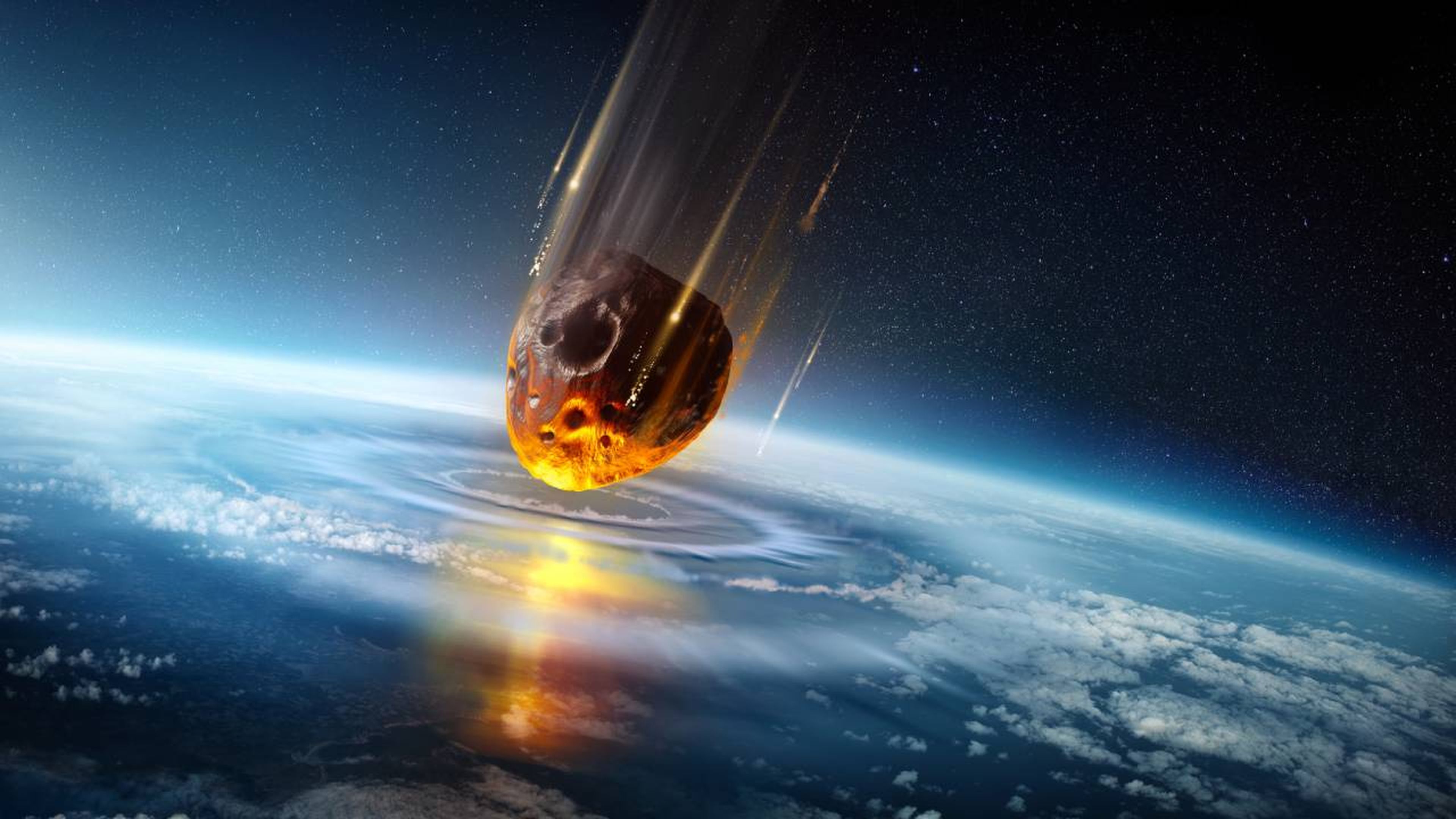 Asteroide colisionando contra la Tierra