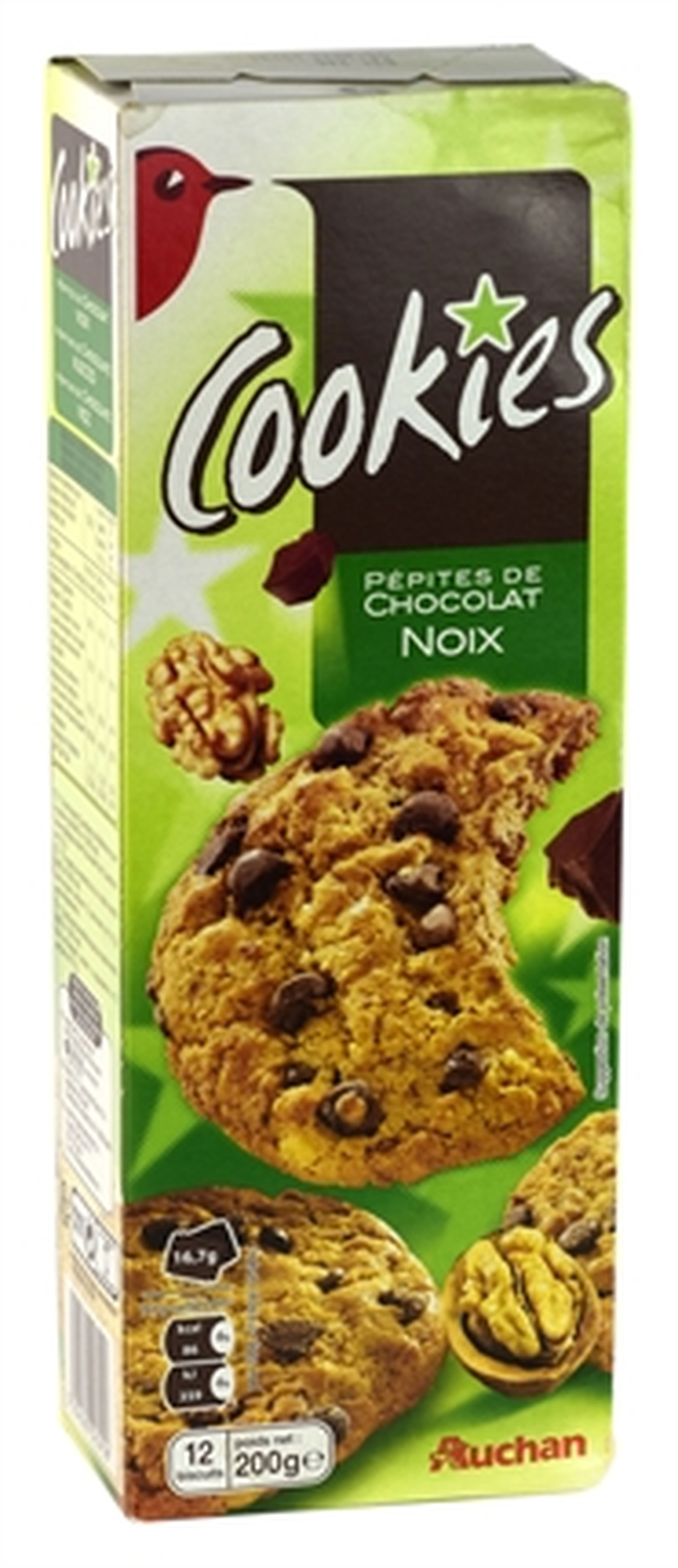 Cookies pepitas de chocolate y nueves, galletas Auchan