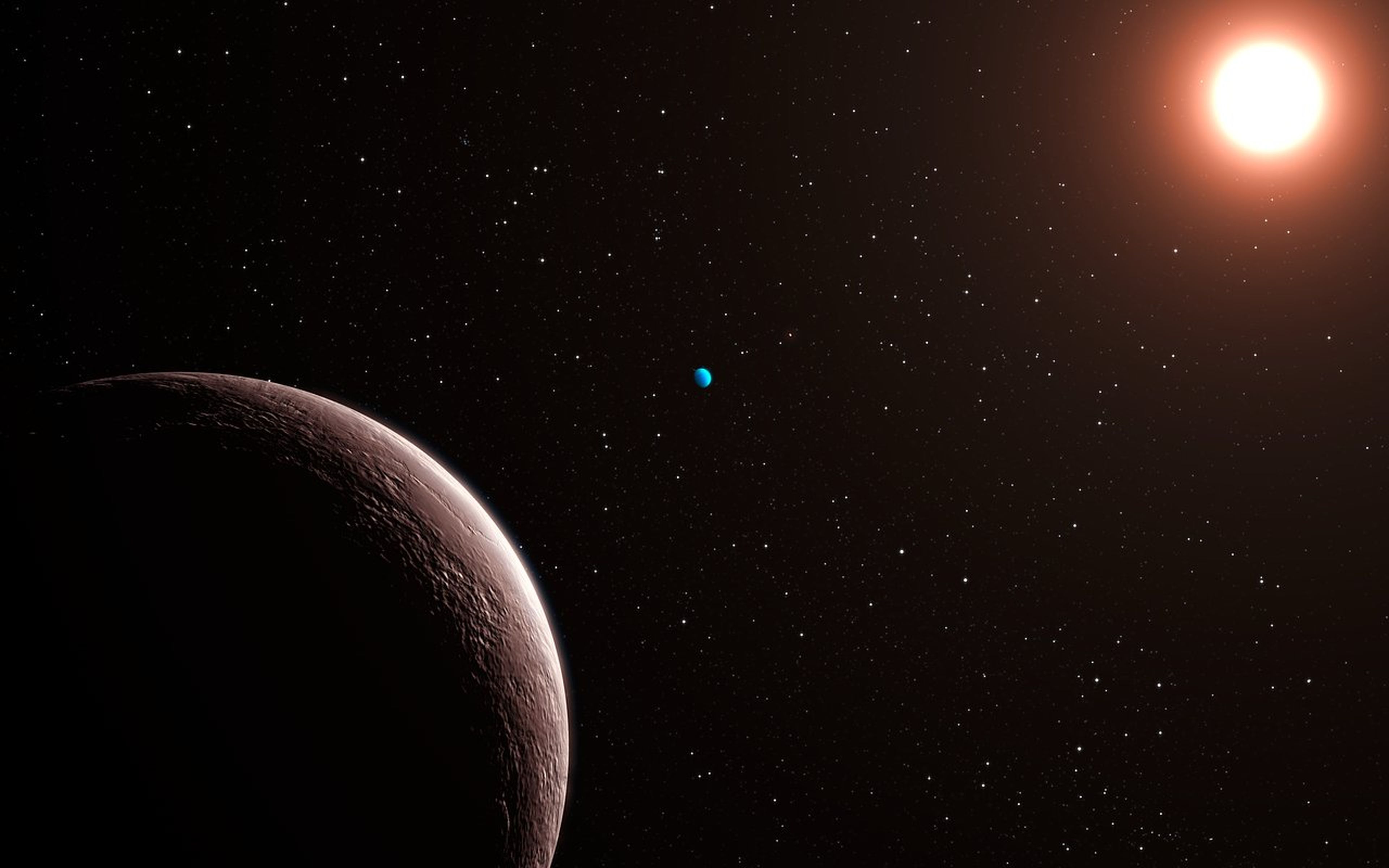 Ilustración del sistema planetario Gliese 581.