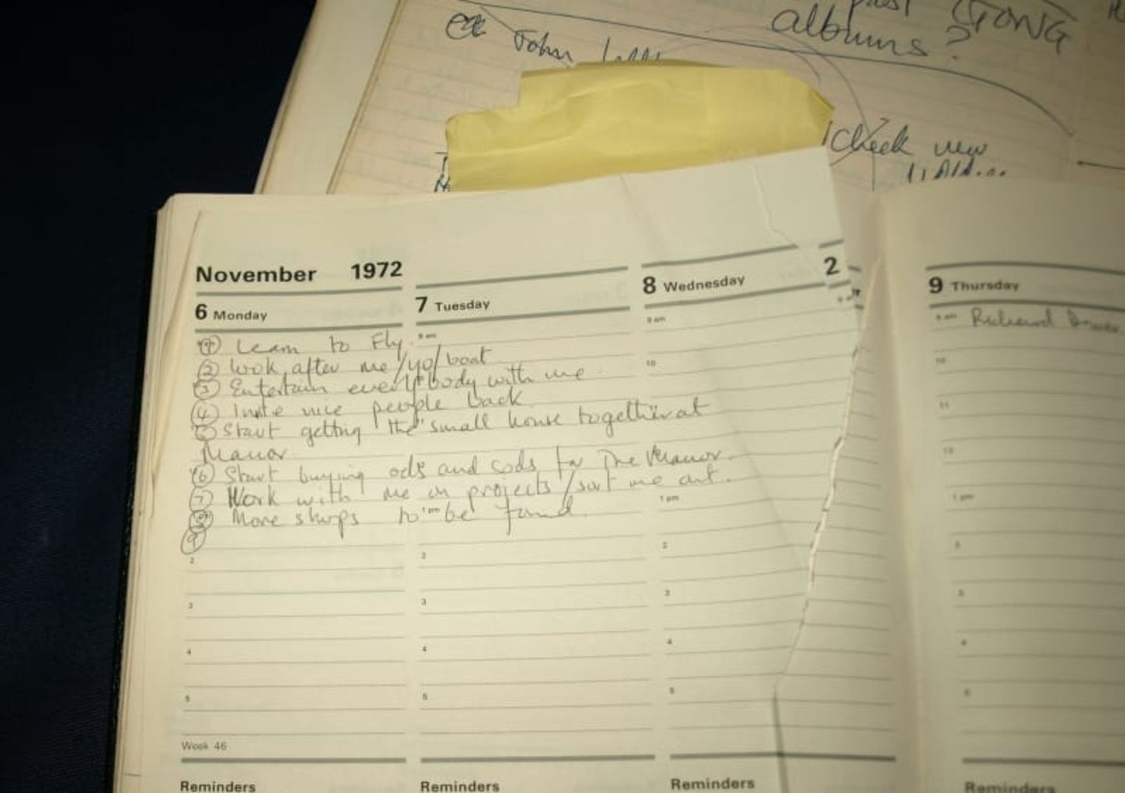 Lista de tareas de Richard Branson cuando tenía 22 años.