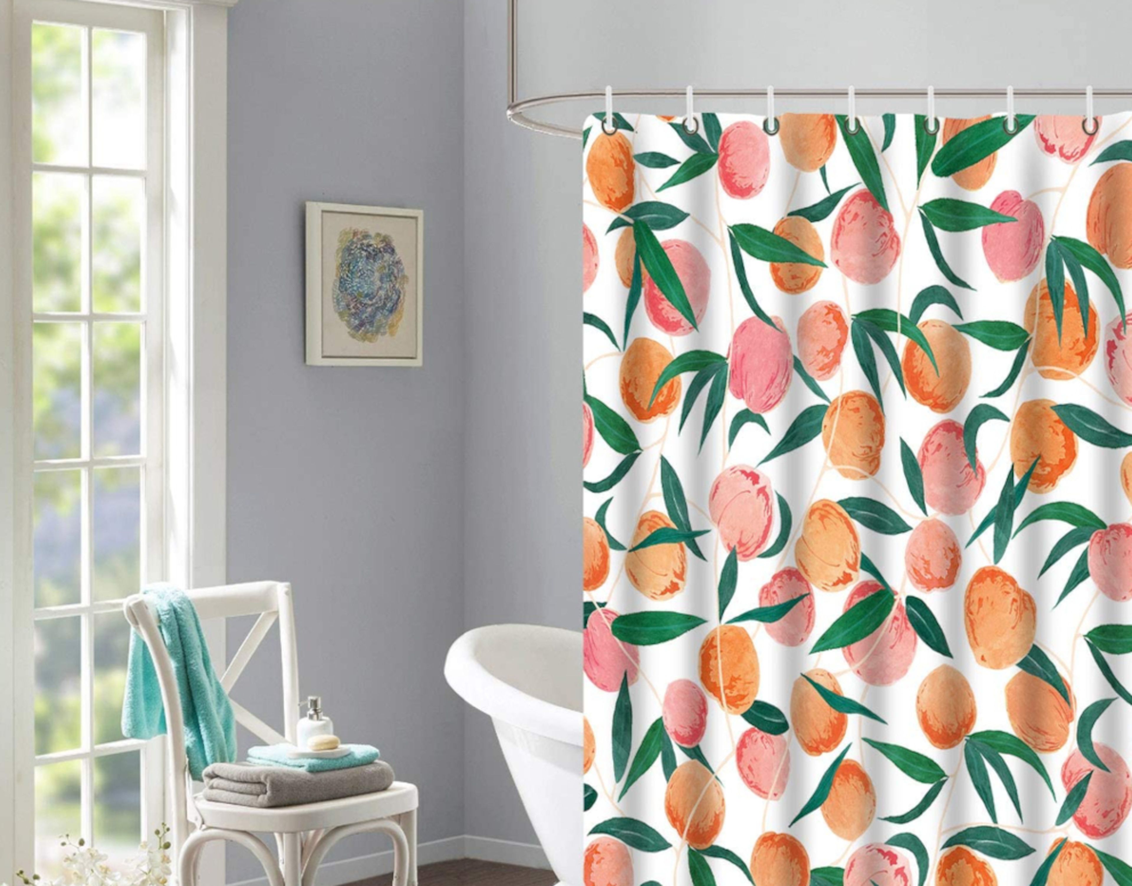 cortina ducha frutas